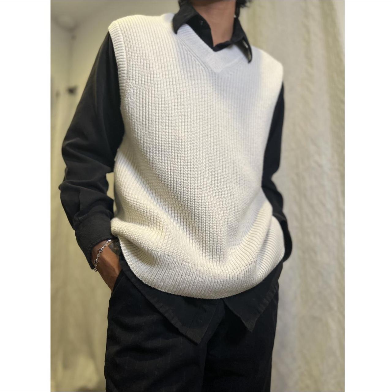 H&M Men's White Waistcoatsvests Depop