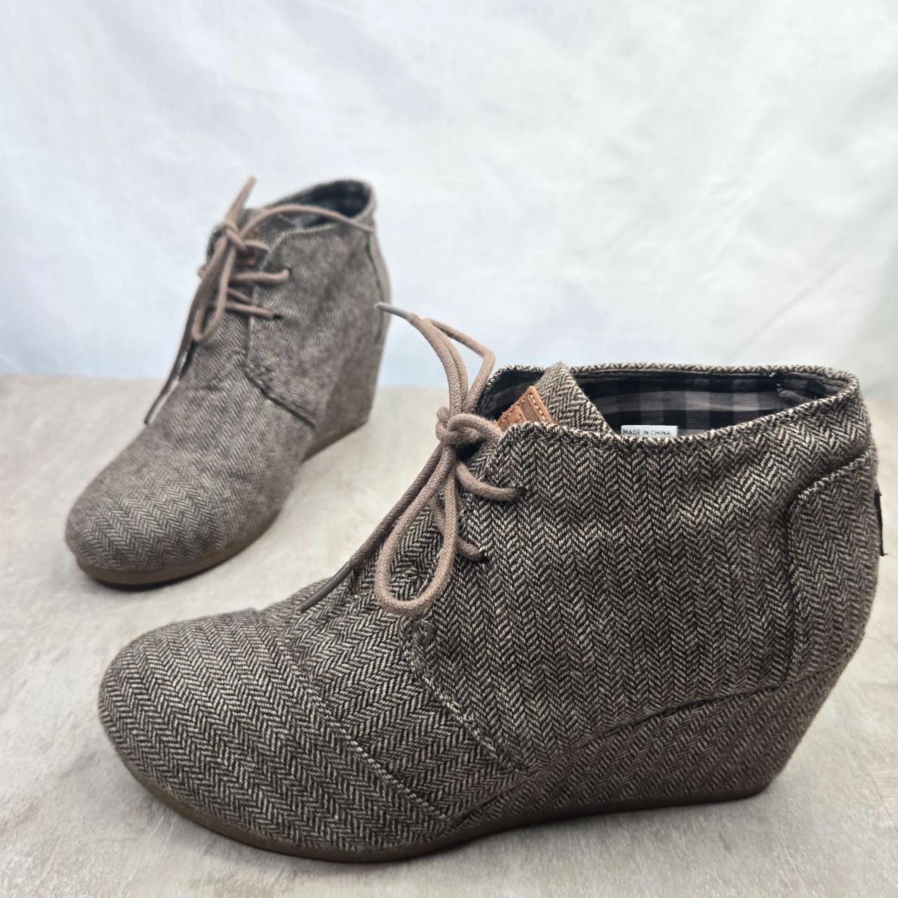 Toms herringbone fashion wedge bootie