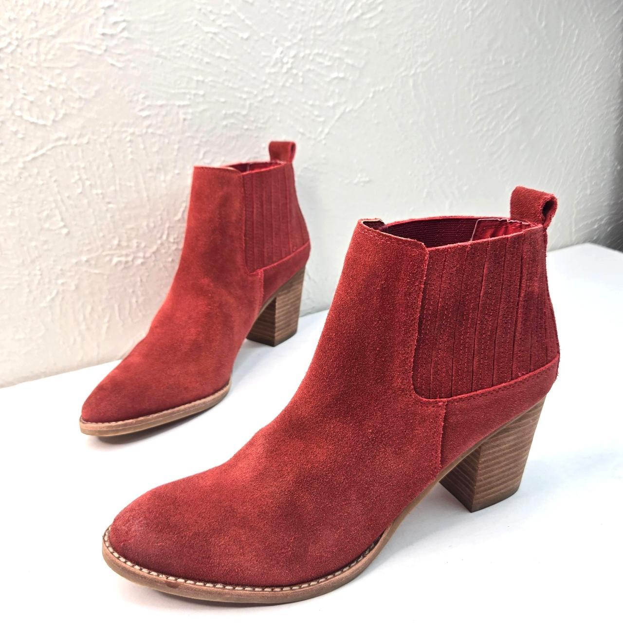 Dolce Vita Western Chelsea Boots 9.5 Red Suede Block