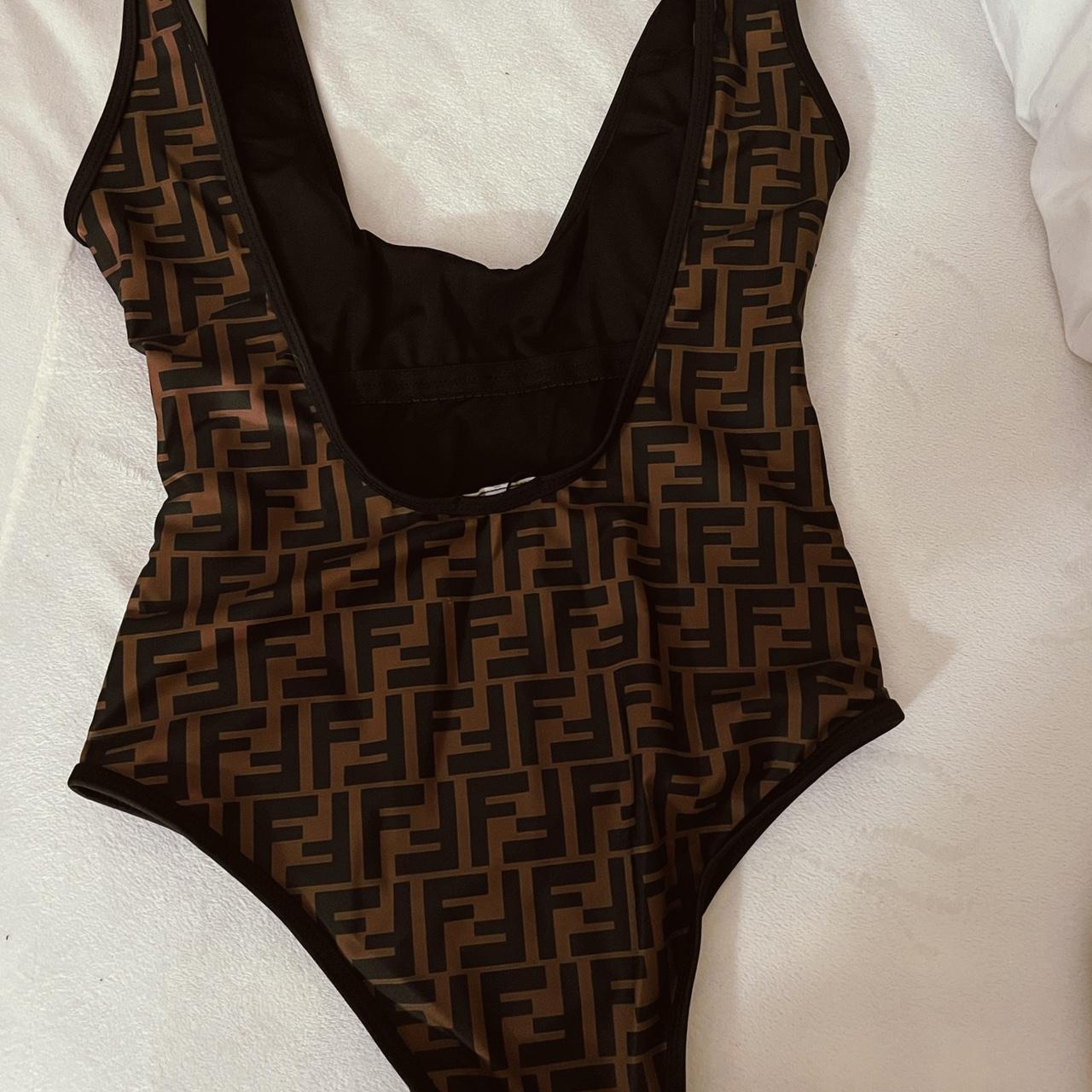 Fendi Women's Brown and Black Swimsuit-one-piece | Depop