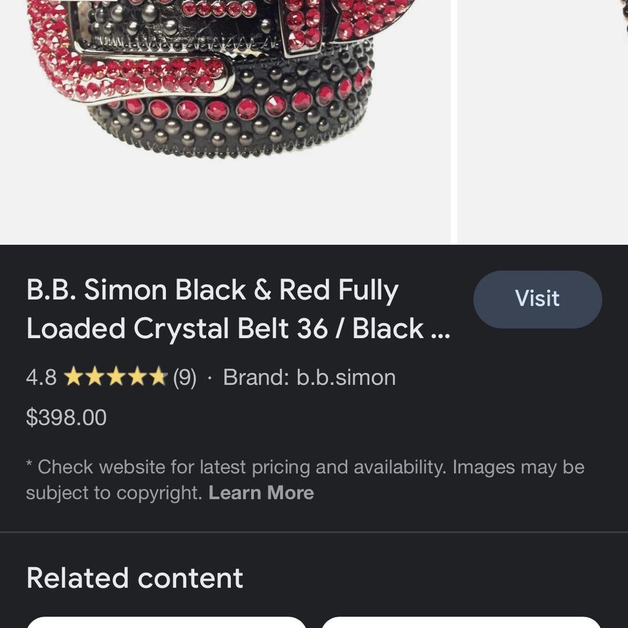 B.B. Simon Black & Red Fully Loaded Crystal Belt 36 / Black & Red