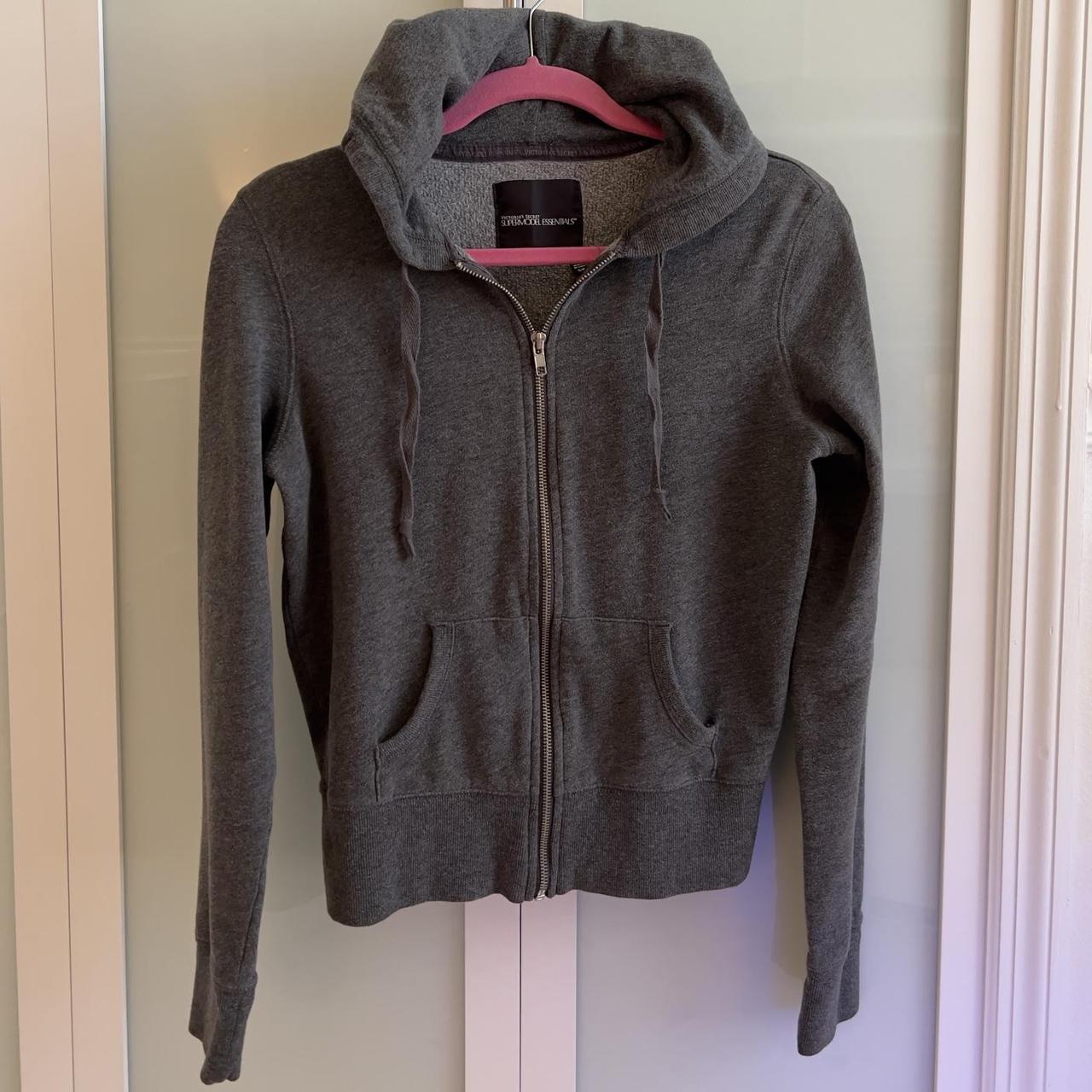 Victoria's Secret Women's Pink and Grey Hoodie | Depop