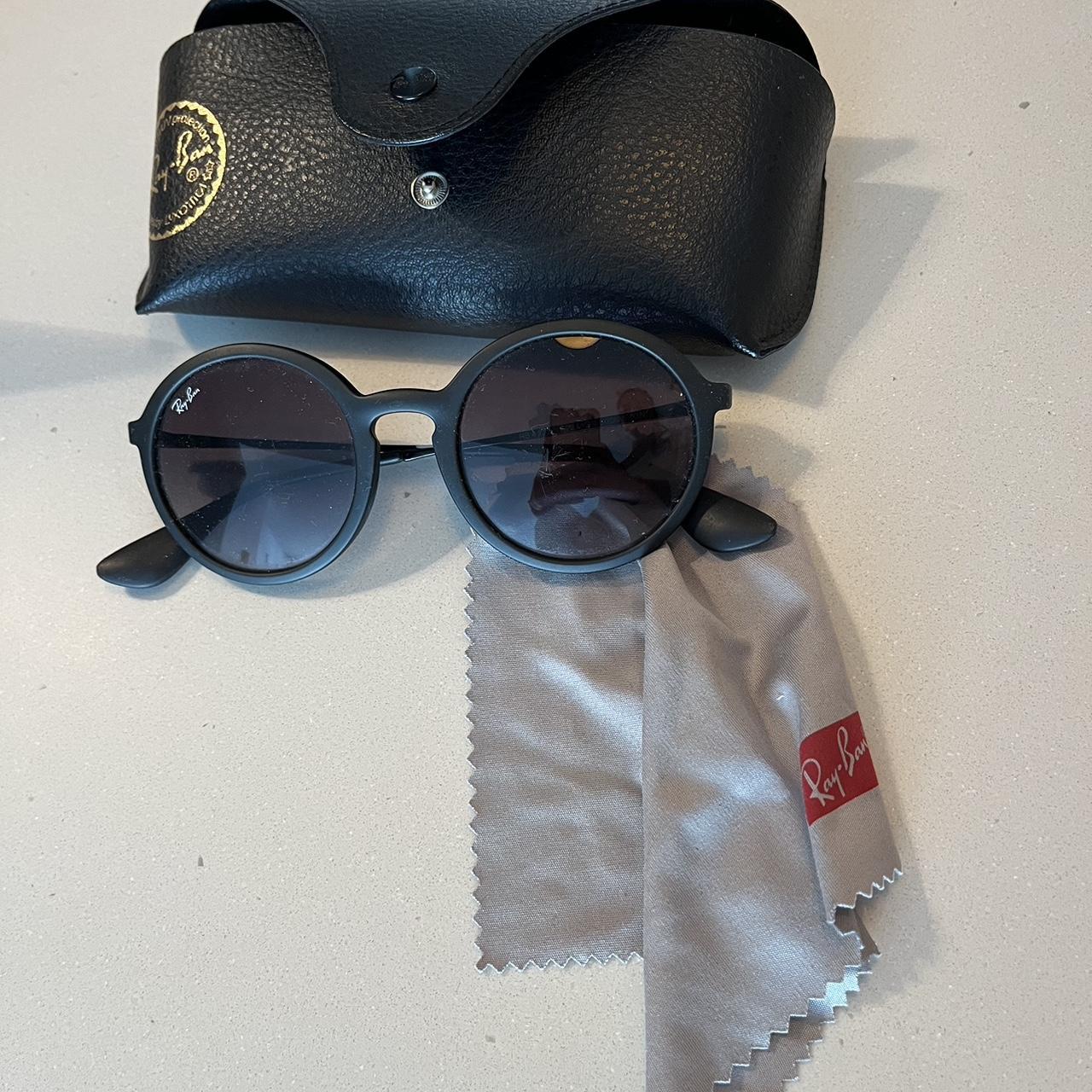 Black circle ray bans honestly pretty scratched but... - Depop