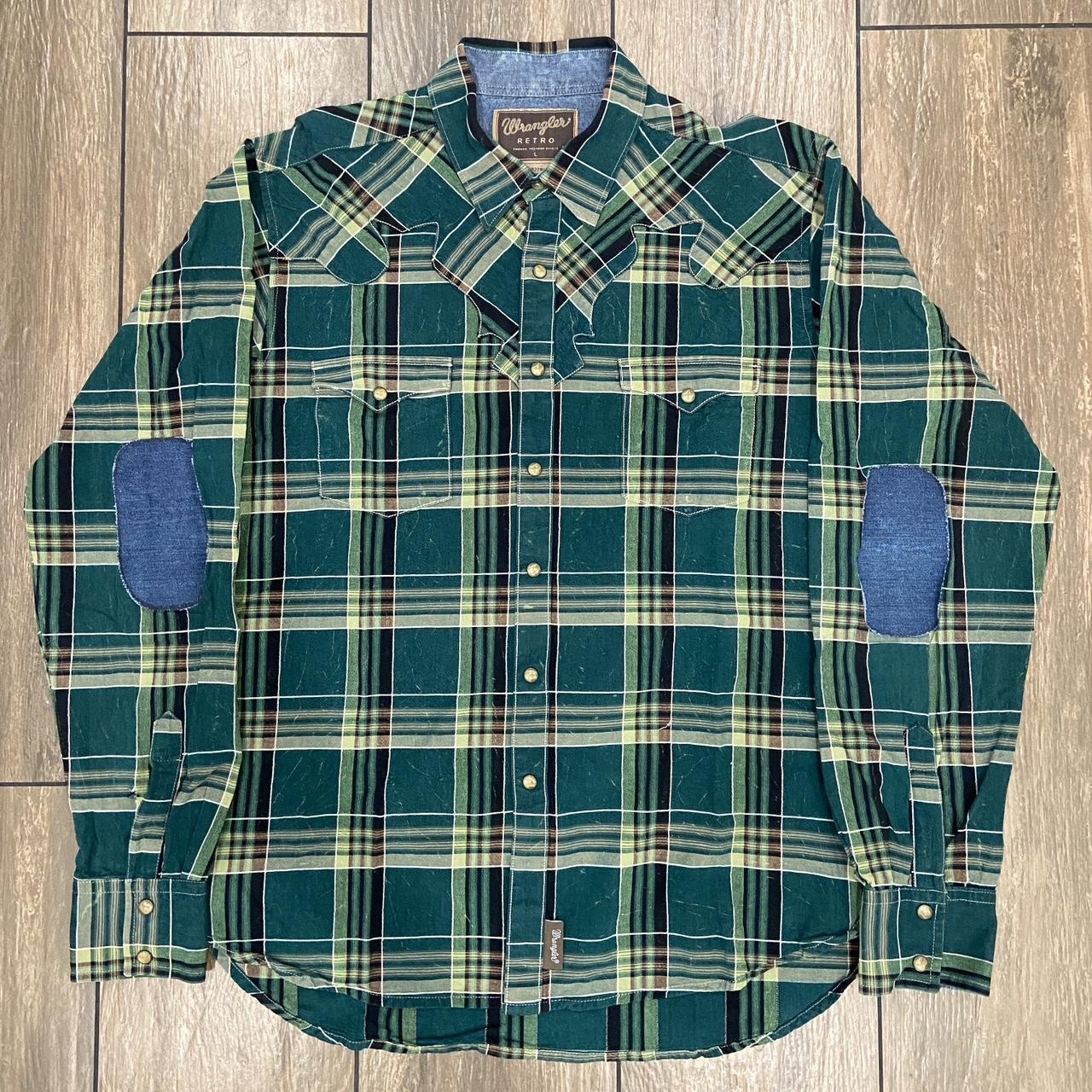 Wrangler Men S Green And Khaki Shirt Depop