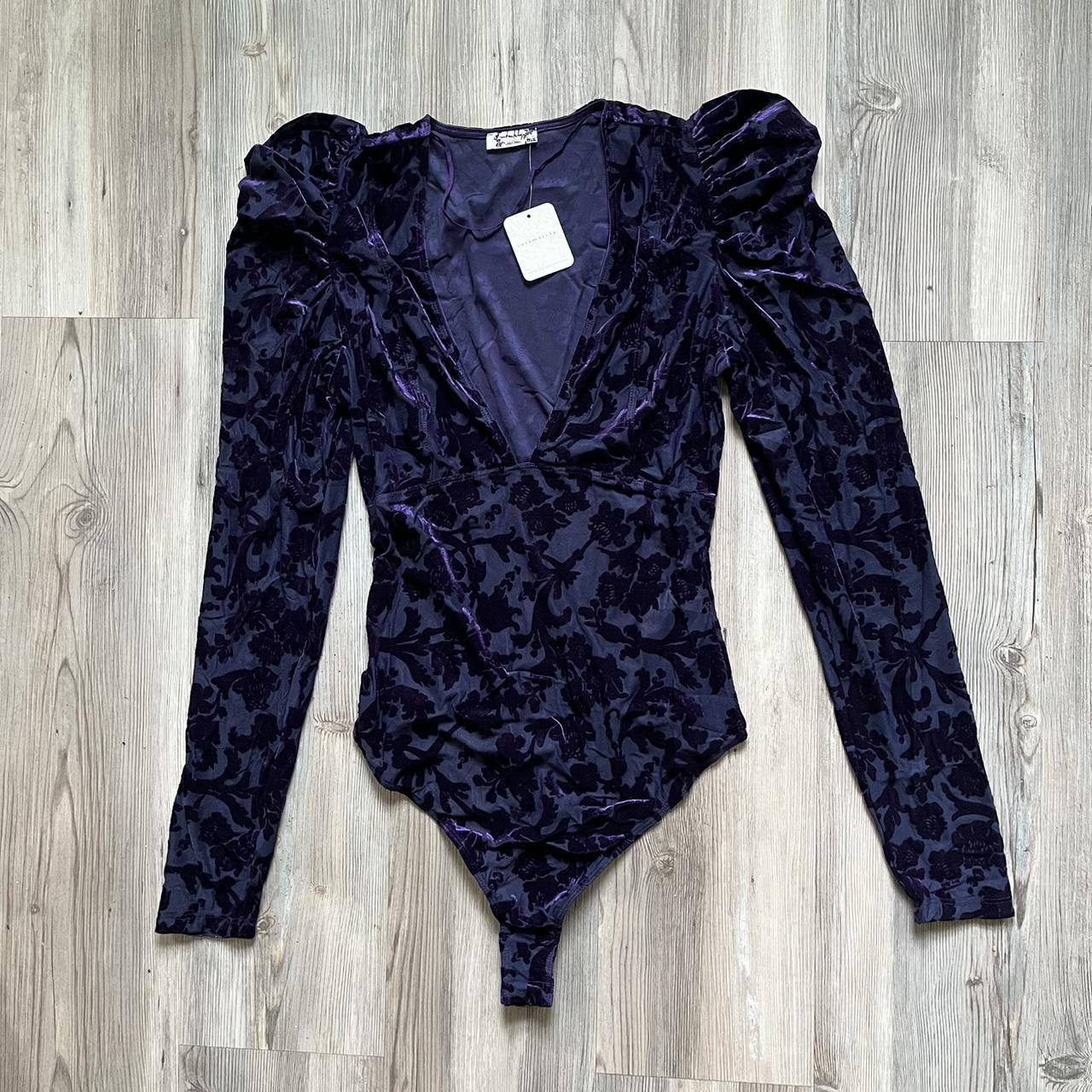 FREE PEOPLE Magic Hour Velvet Bodysuit in Deep Sea NWT Size Small