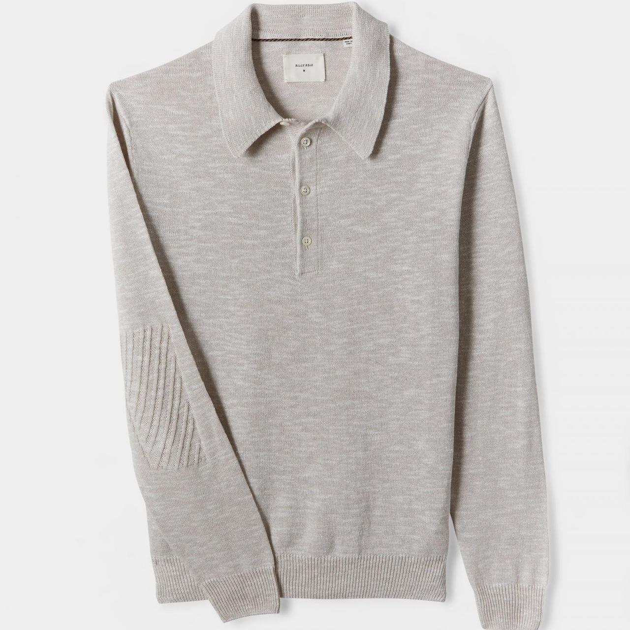 NWT Billy Reid Mouline Long Sleeve Polo Light Grey Depop