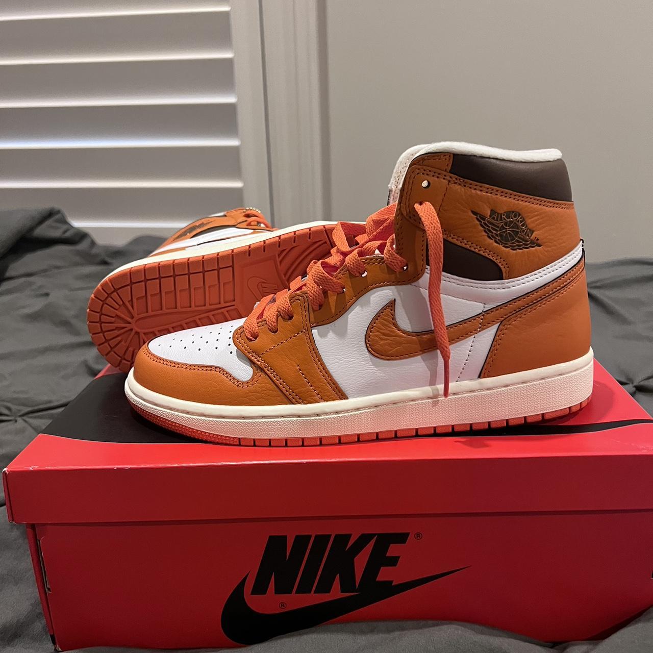 Jordan Women's Orange and Brown Trainers | Depop