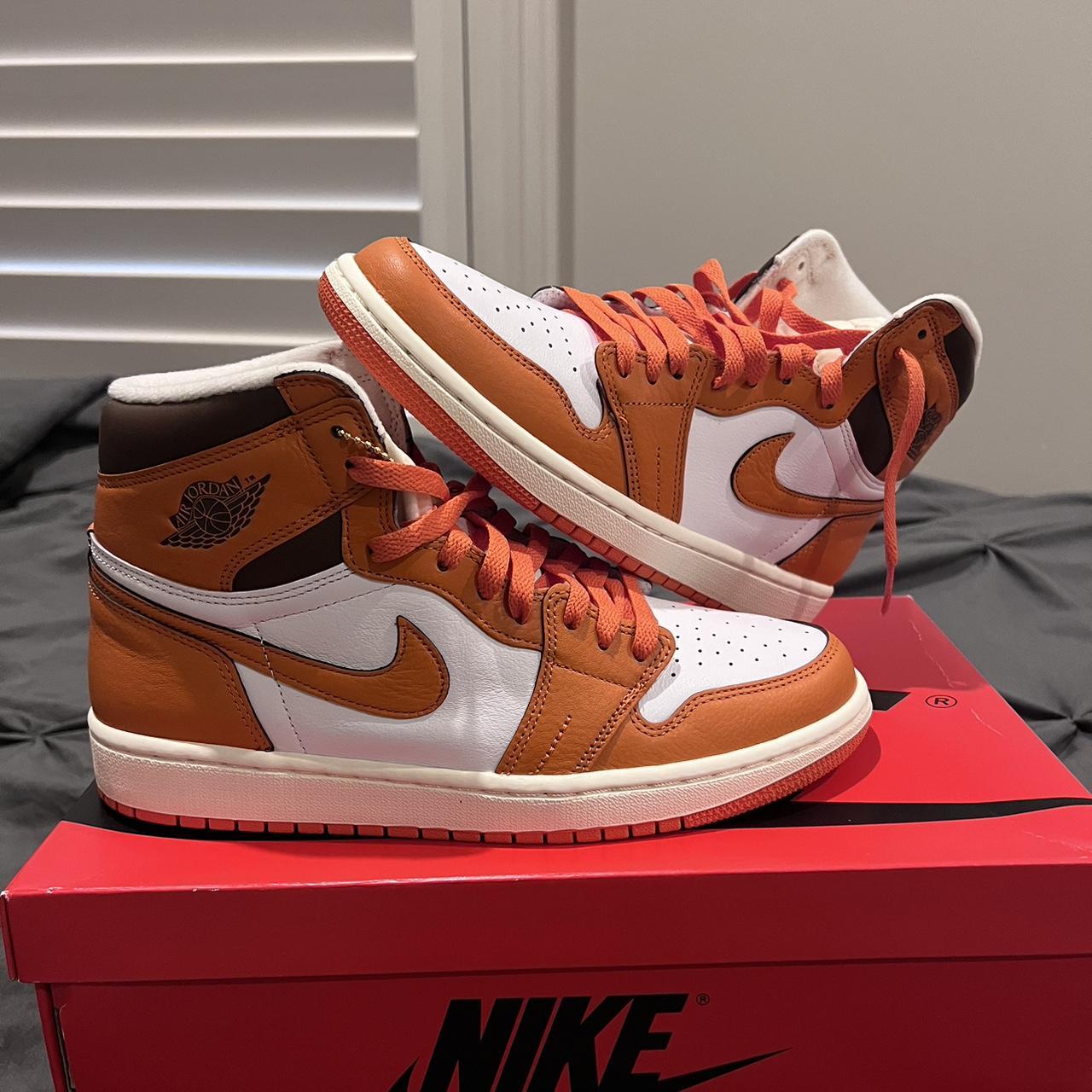 Jordan Women's Orange and Brown Trainers | Depop