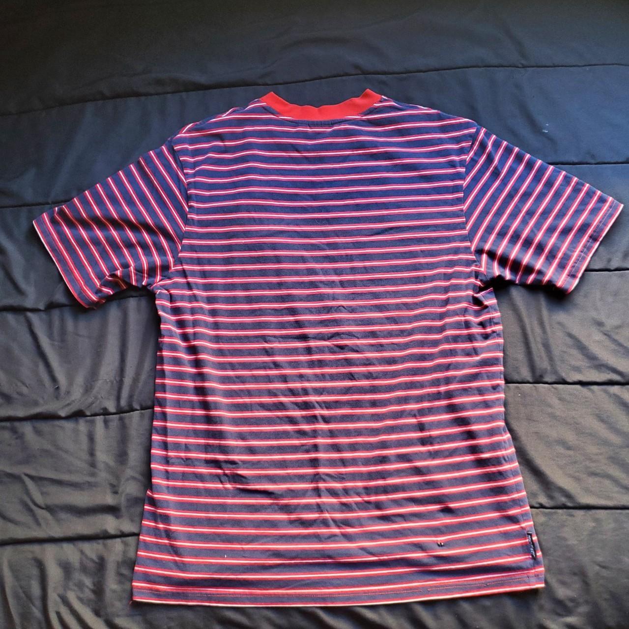 Santa Cruz, Red and Black Striped T-Shirt Length:... - Depop