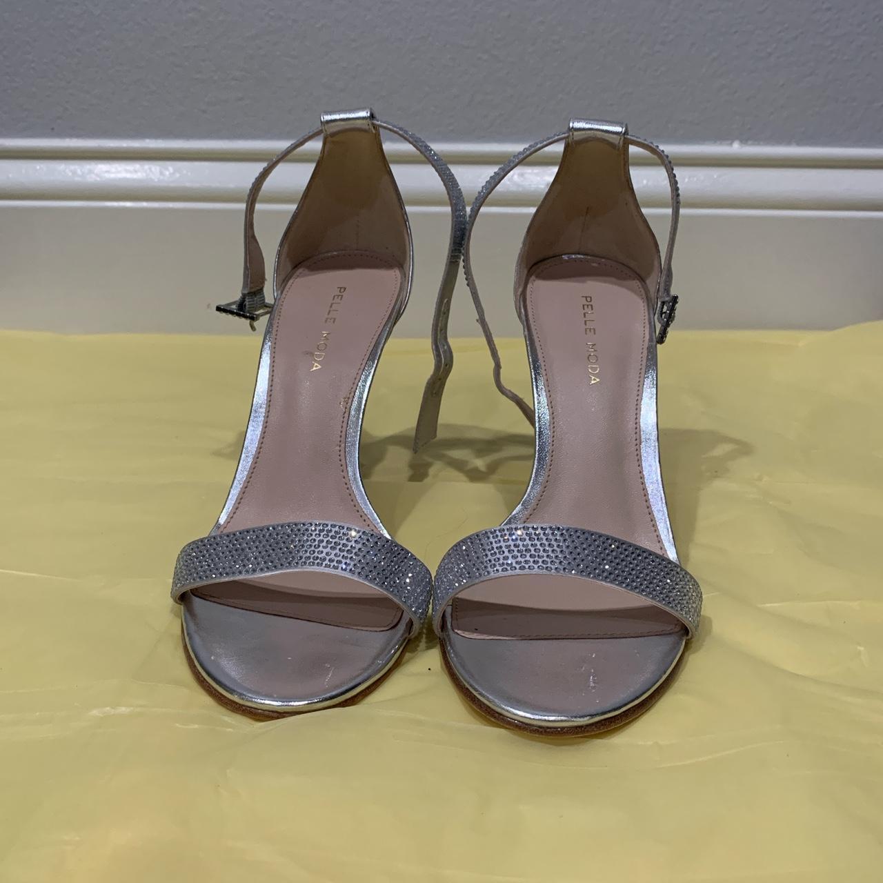 Pelle Moda silver heels. The strap has super cute... - Depop