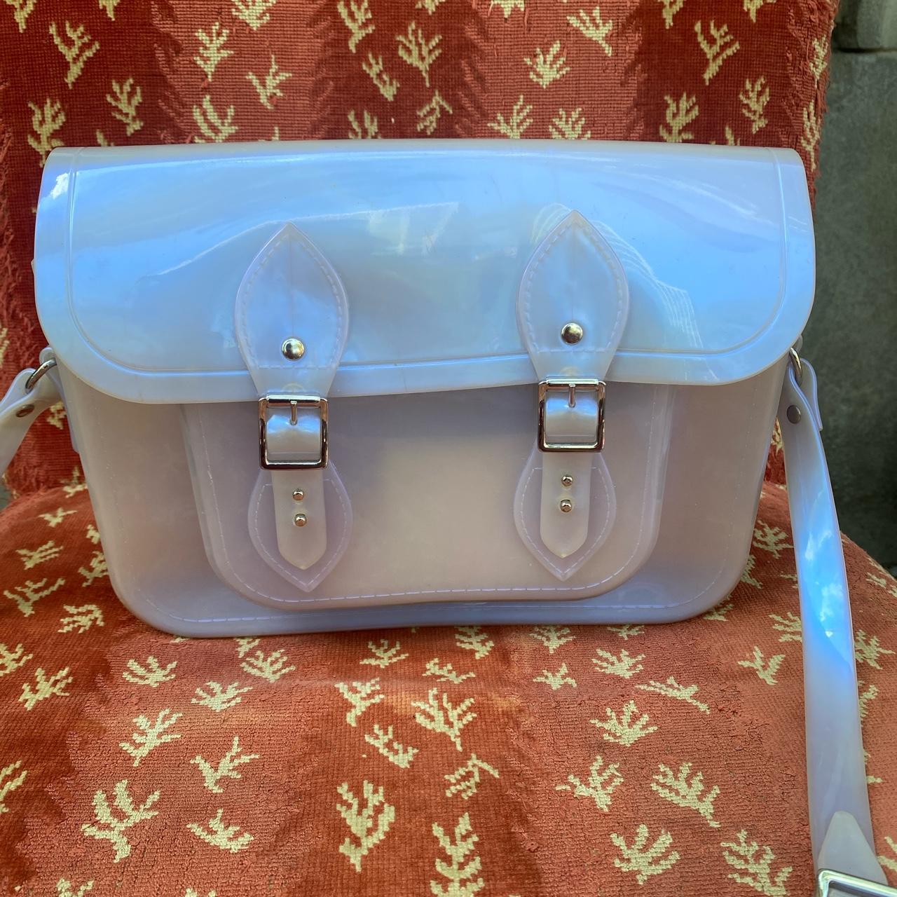 Iridescent white purple Cambridge satchel. Slight Depop