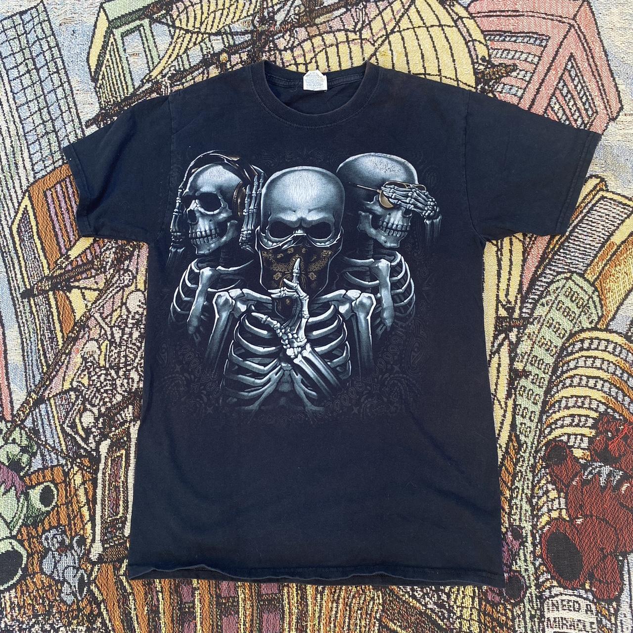 Skeleton Hear No Evil See No Evil Speak No Evil T... - Depop