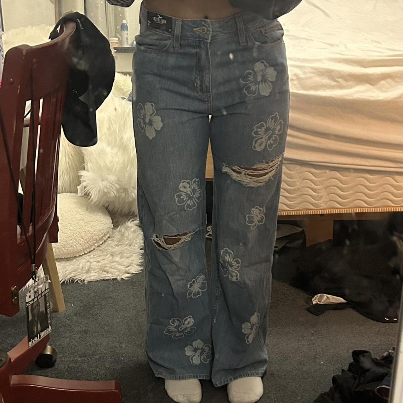 Ripped Jeans Hollister Flower Mom Jeans Hollister Curvy High -Rise
