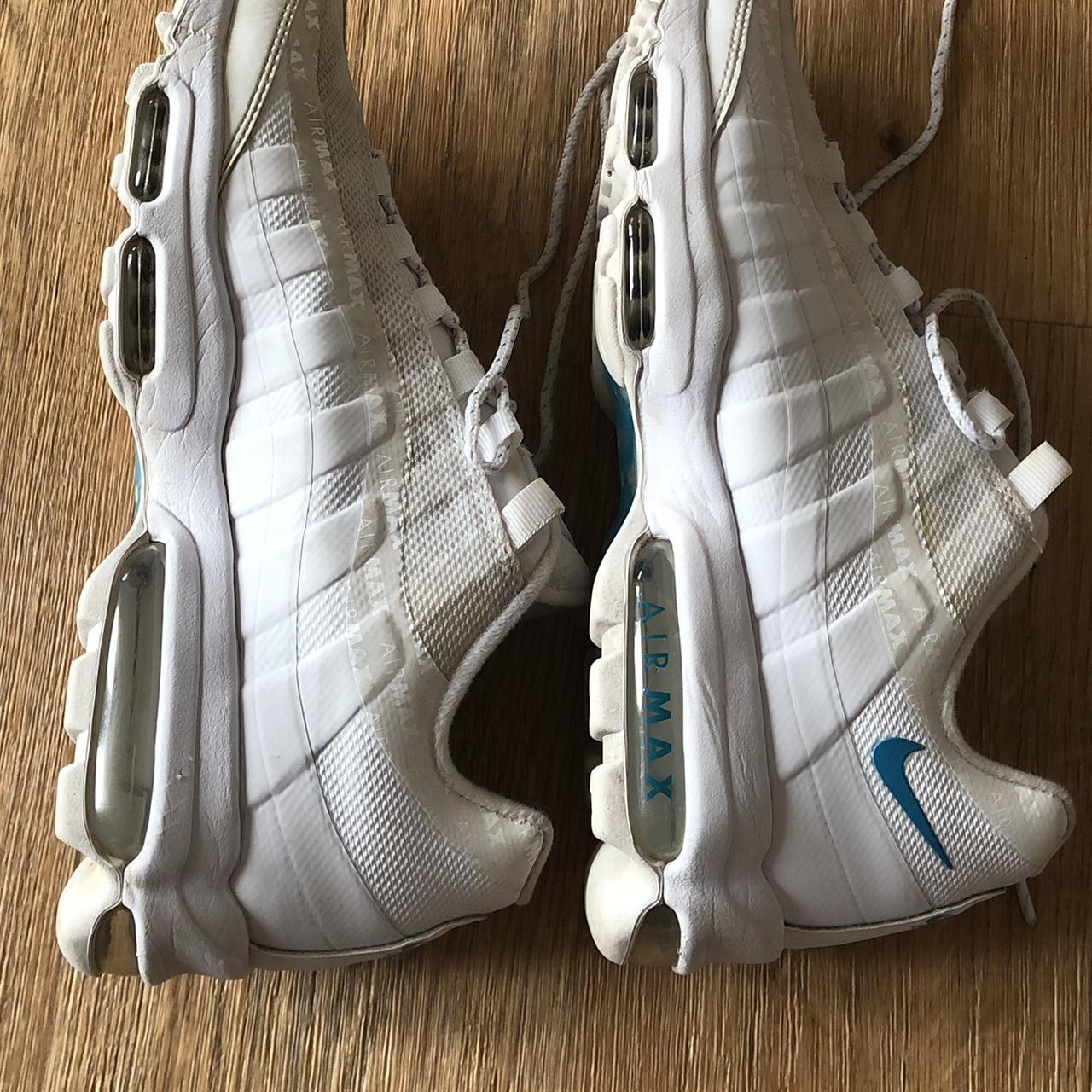 White and Blue nike 95s 110s Size UK8 Some small. Depop