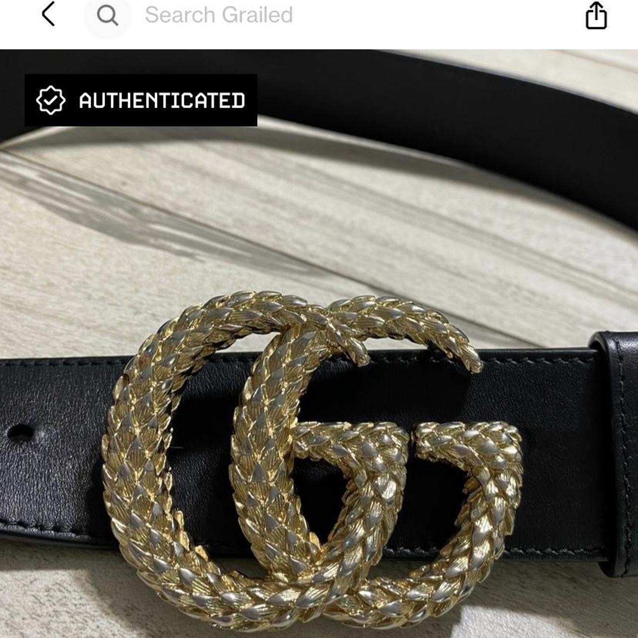 Authentic silver gucci belt Black, thick, leather - Depop