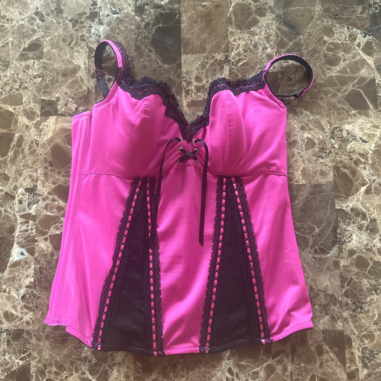 Y2k pink bustier corset top Vintage 2000s fredricks... - Depop