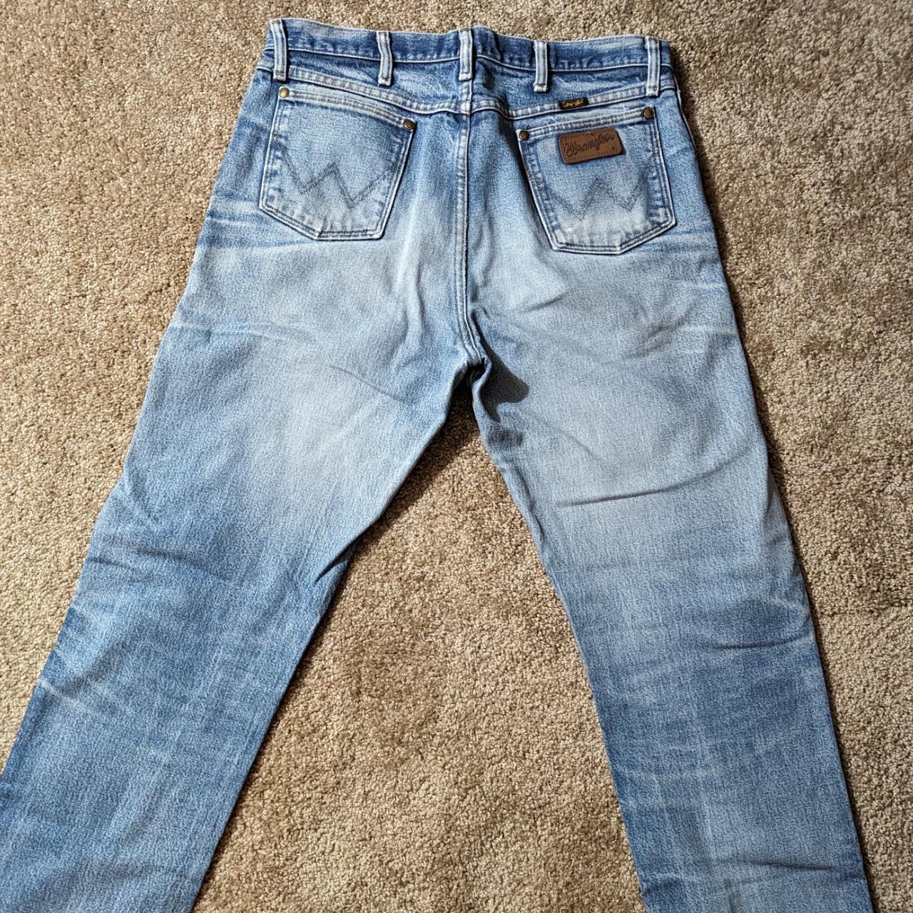 Vintage Wrangler jeans with leather Worn Depop