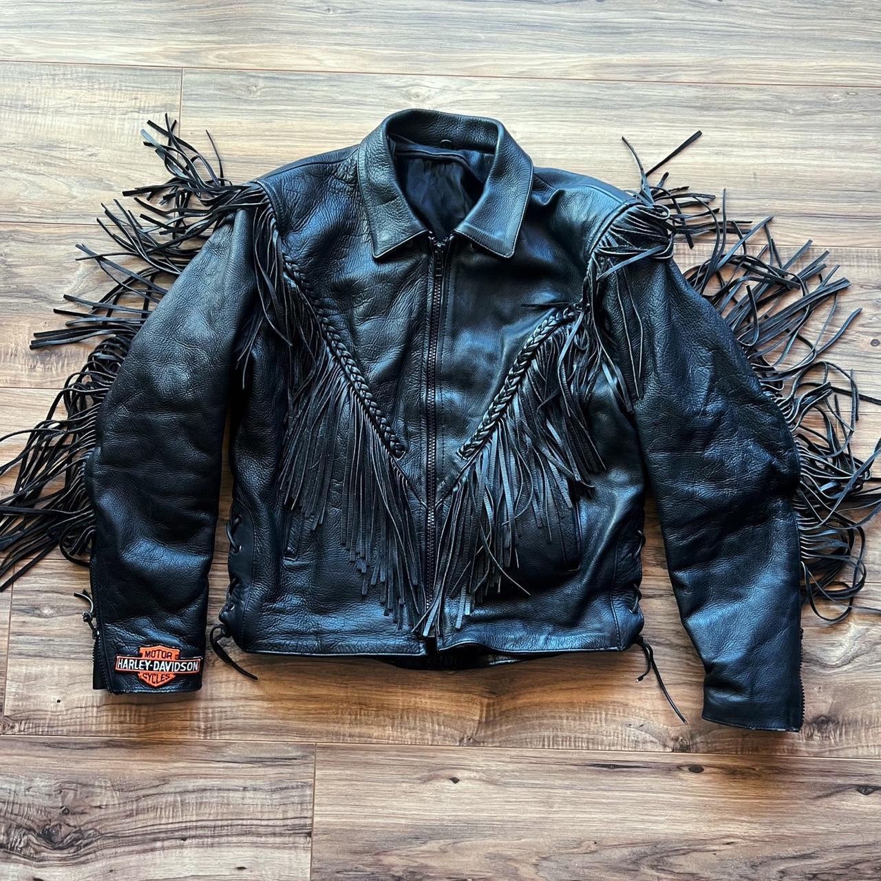 Harley davidson fringed leather on sale jacket