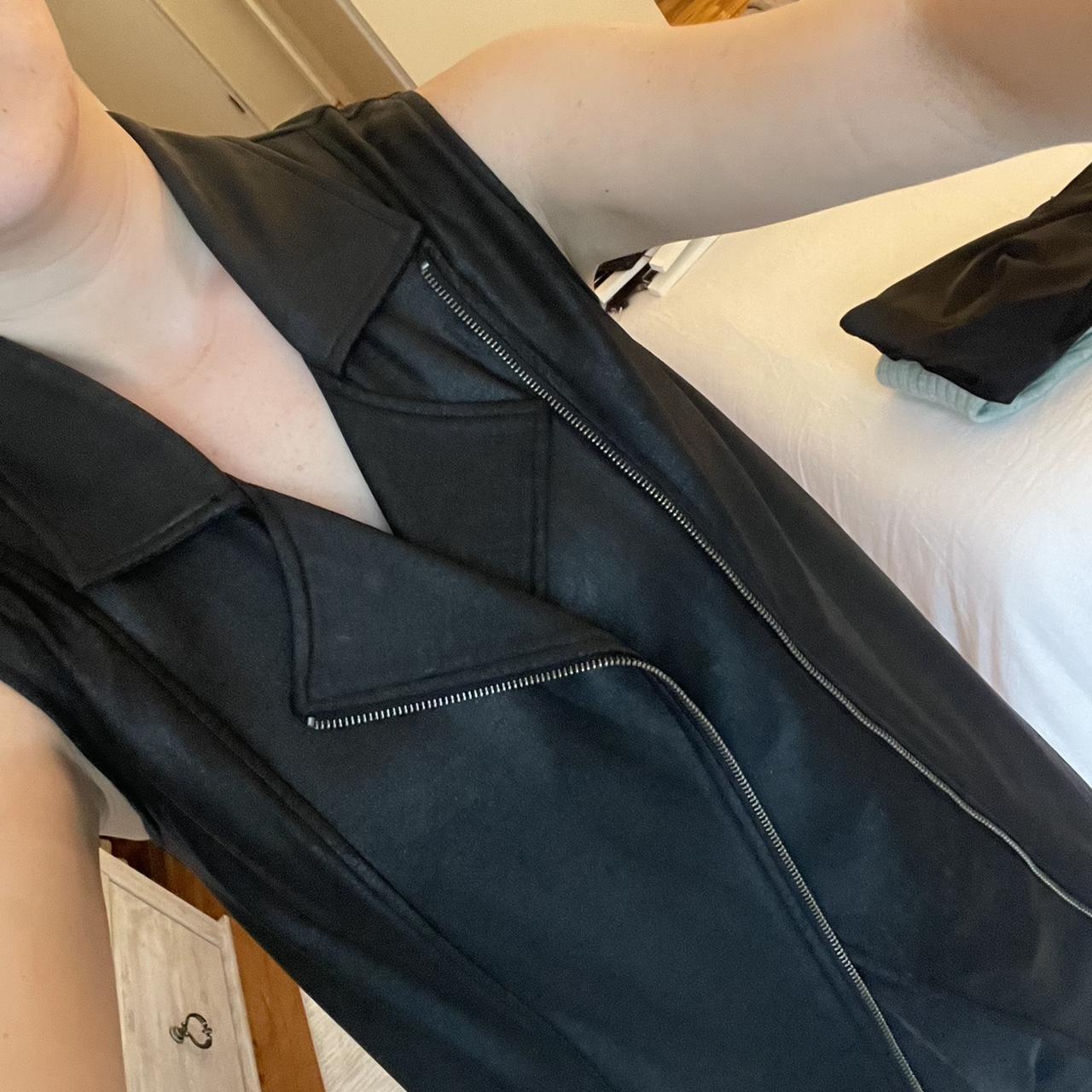 faux leather vest with cut off - Depop