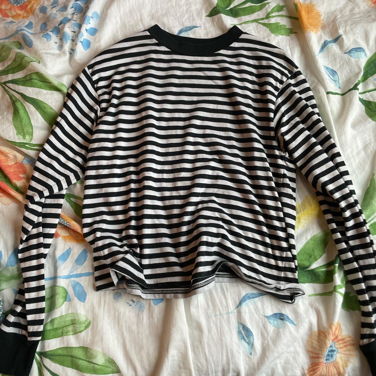brandy melville t-shirt long sleeve crop two stripe White one Size