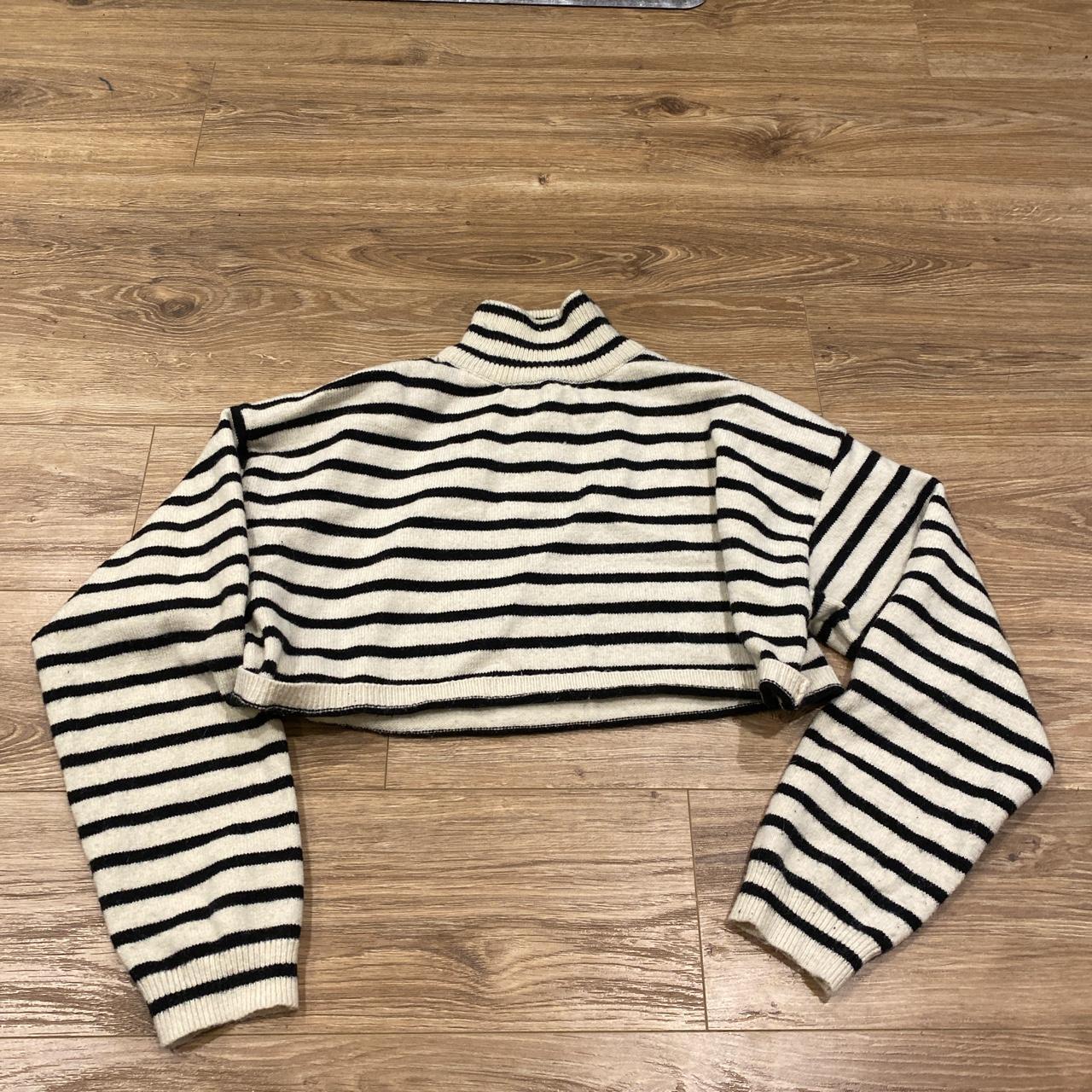 Cider mock turtle neck cropped striped sweater.... Depop