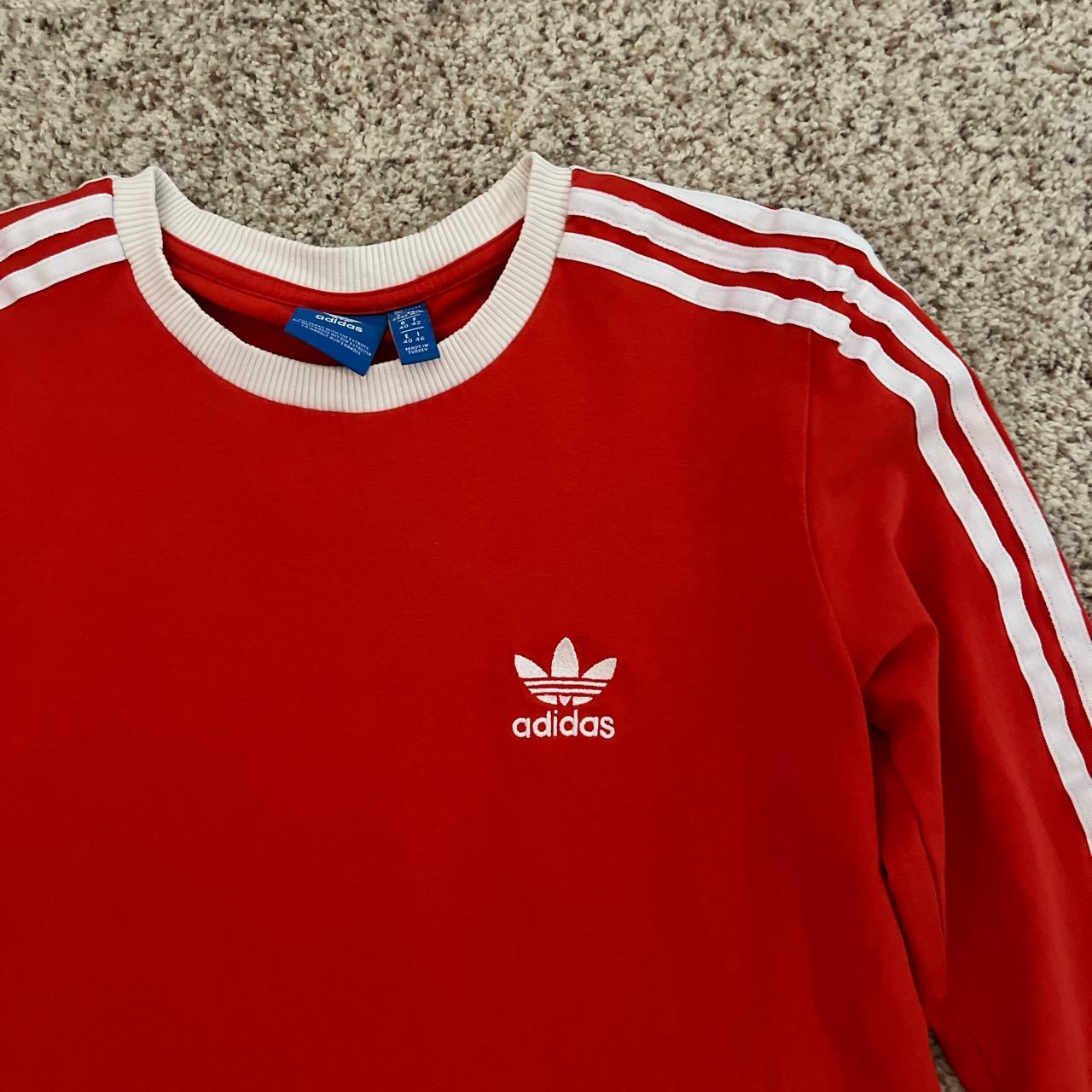 Adidas Originals Women's Red and White Shirt | Depop