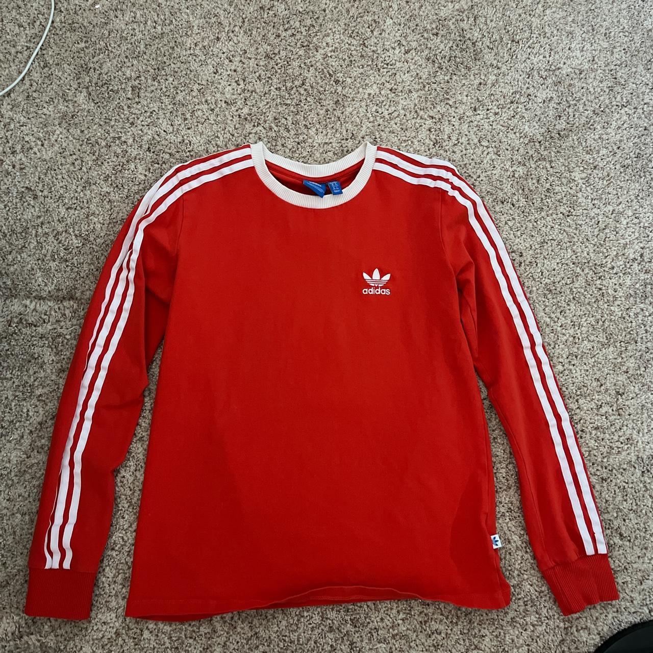 Adidas Originals Women's Red and White Shirt | Depop