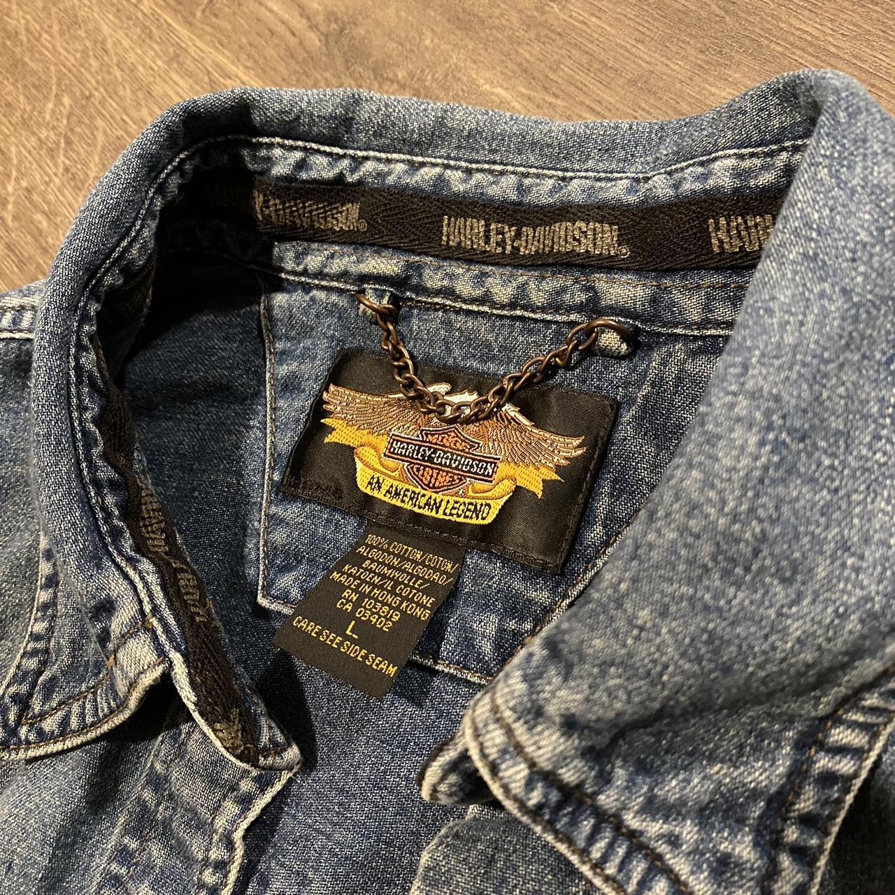 Vintage Retro Harley Davidson Denim Shirt Depop