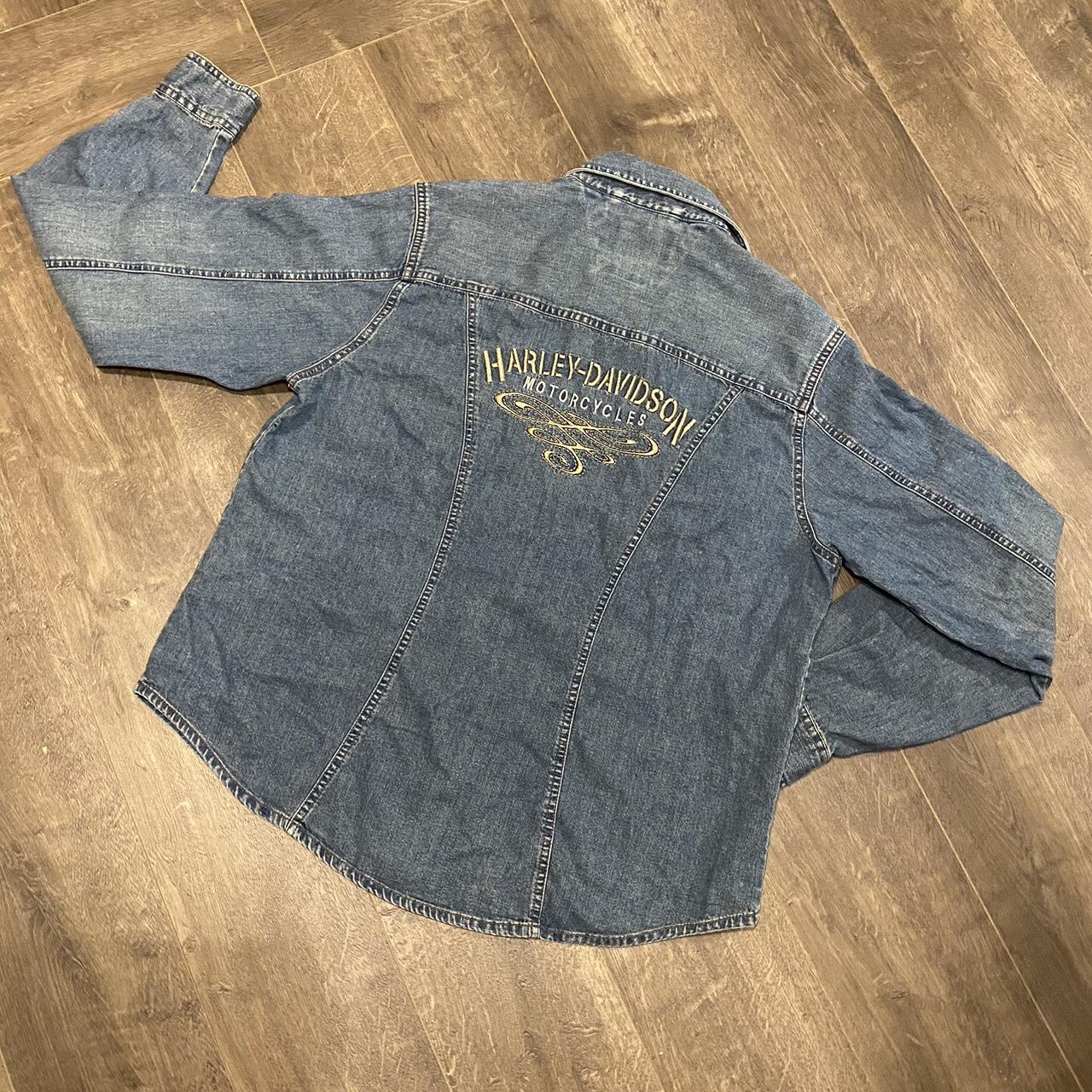 Vintage Retro Harley Davidson Denim Shirt Depop