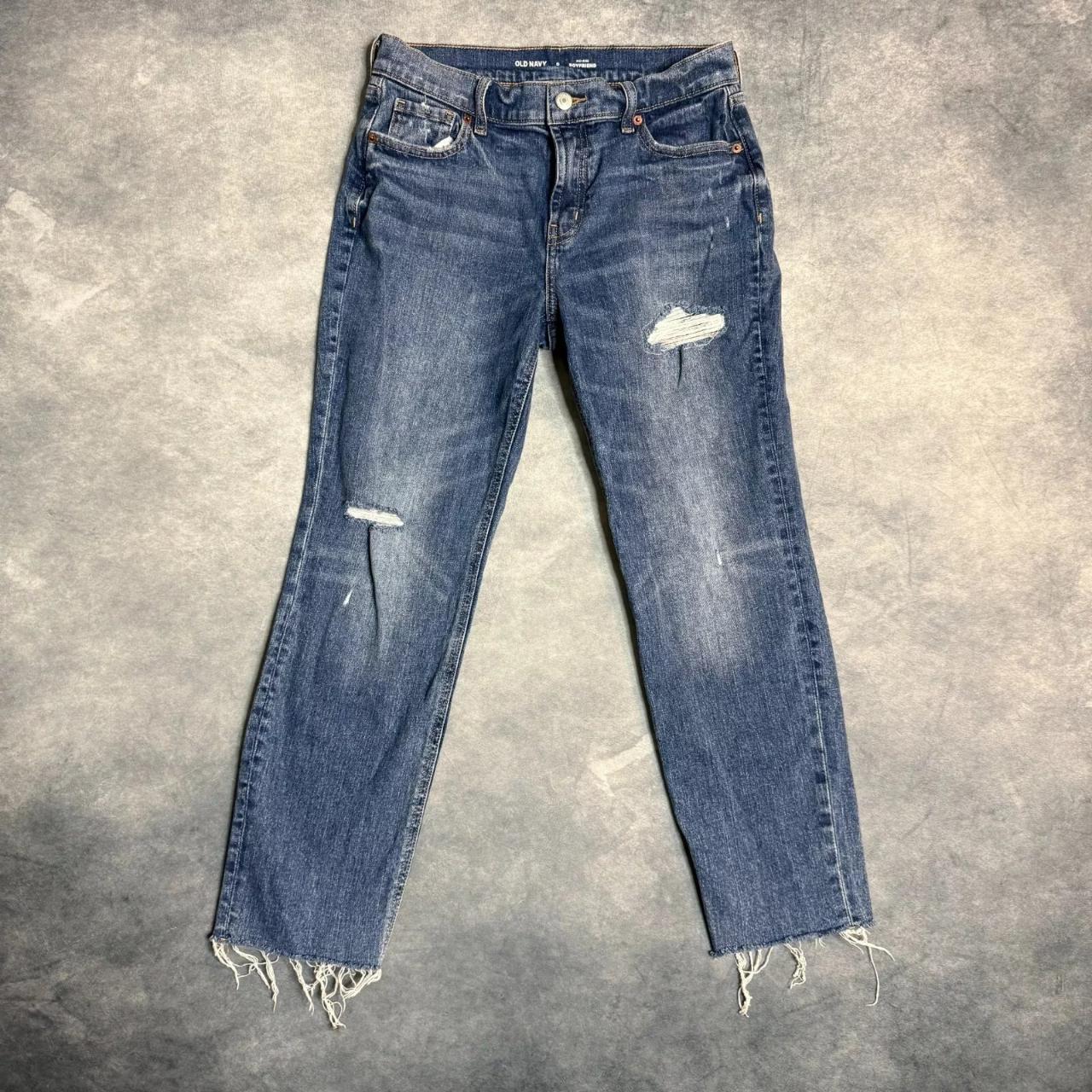Old Navy Women's Straight leg Distressed Jeans Blue/Navy - Main Image
