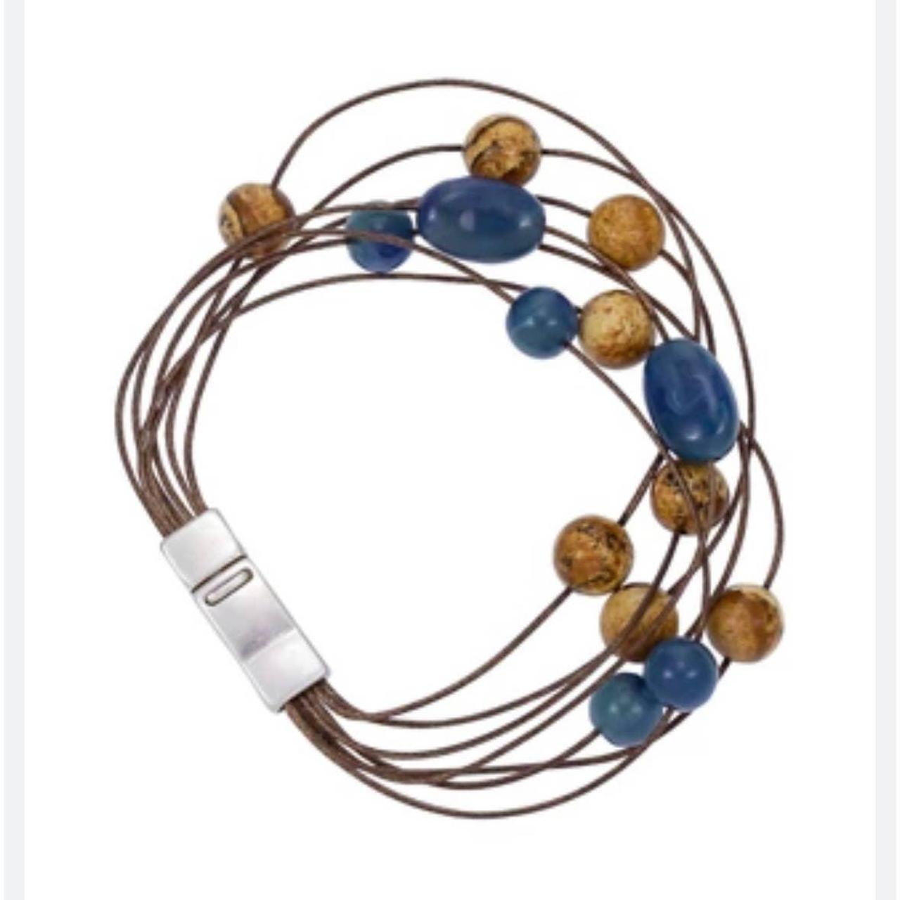 NWT Belk SilverTone MultiRow Corded Blue/Neutral... Depop