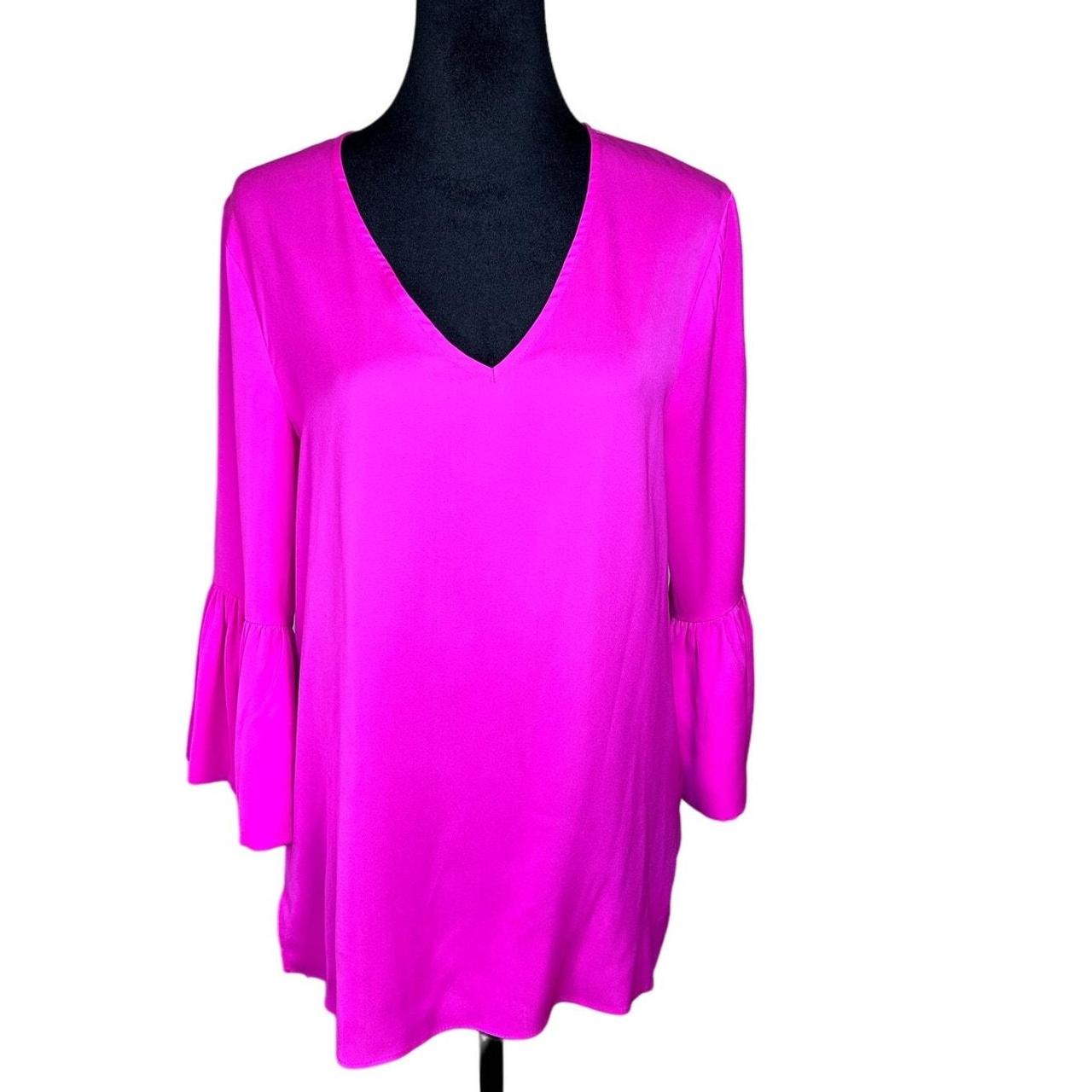 Julie Brown V-Neck Bell Sleeve Blouse Tunic Size 4... - Depop