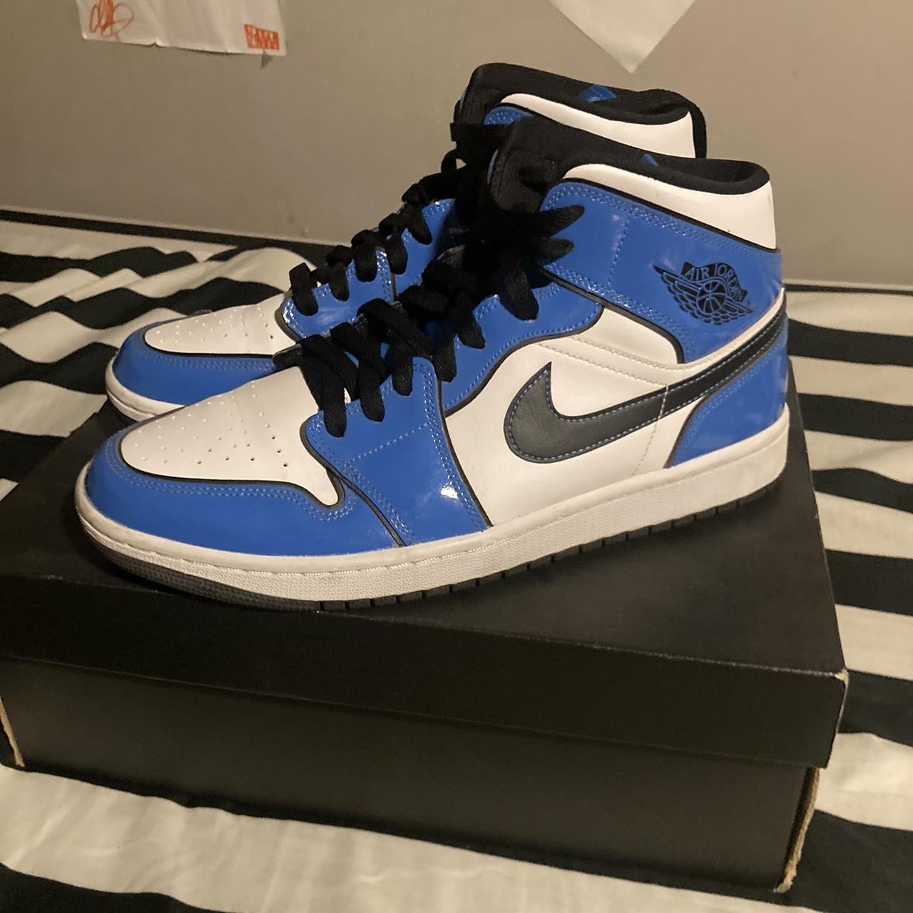 Jordan 1 mid signal blue size 10 Good condition,... - Depop