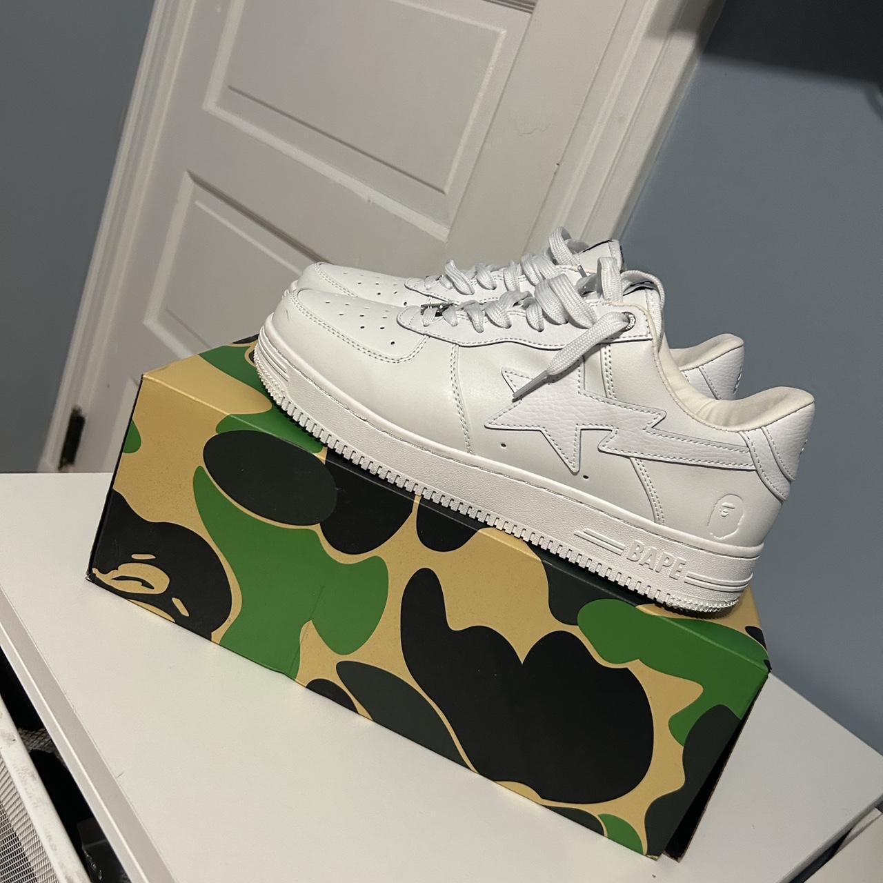 Bape sta white leather forces Worn once to a... - Depop