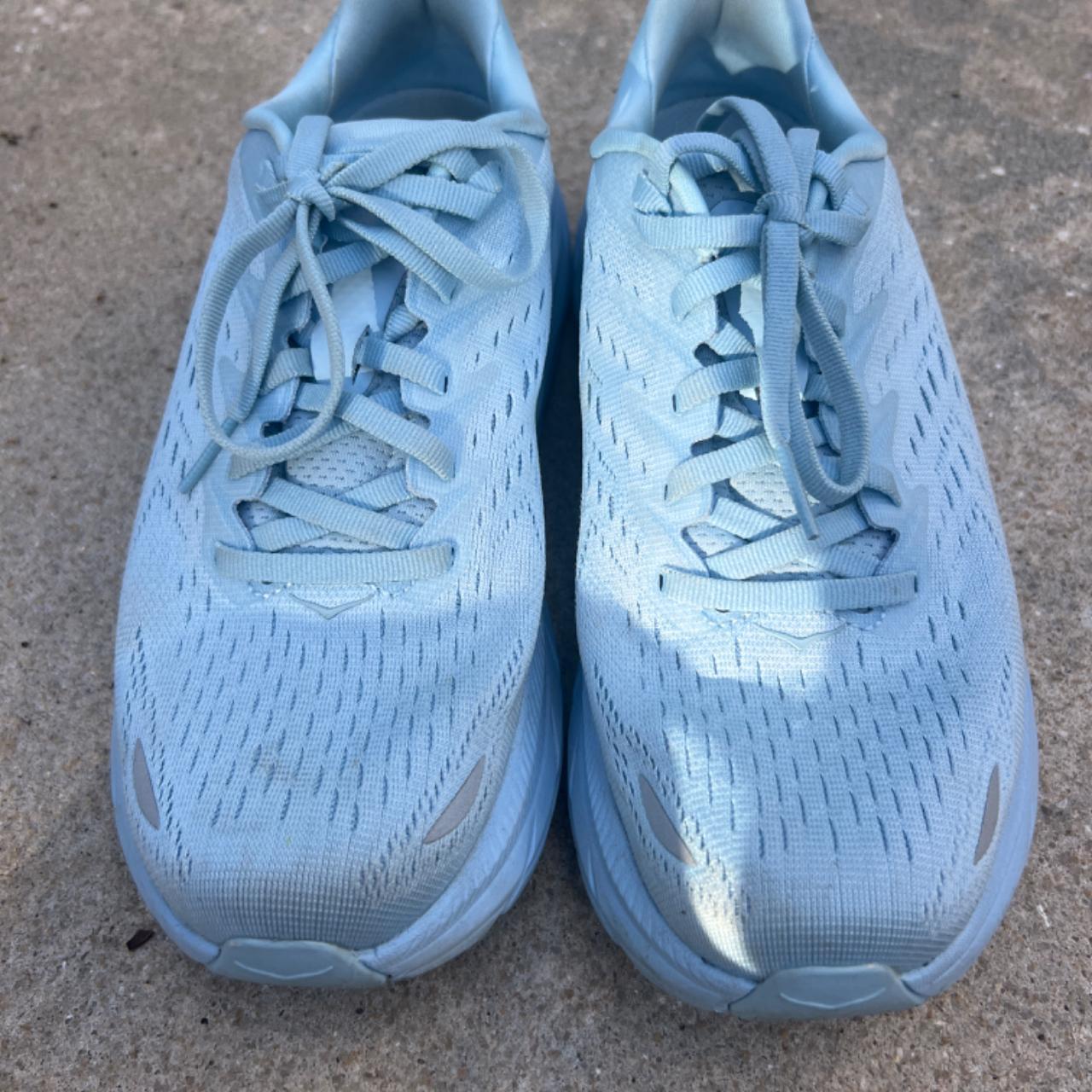 Hoka Shoes- Clifton 8- Size 7.5- baby blue, barely... - Depop