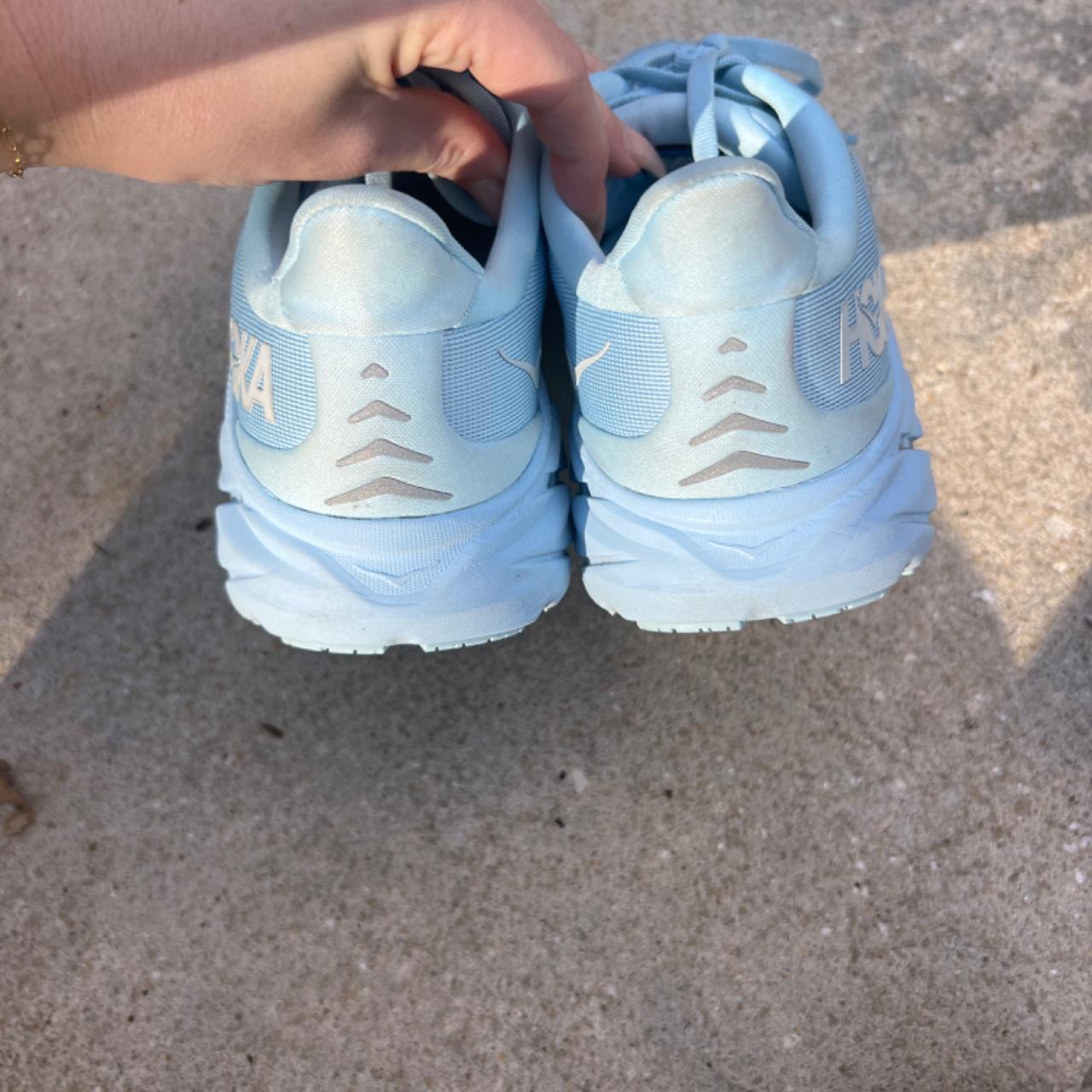 Hoka Shoes- Clifton 8- Size 7.5- baby blue, barely... - Depop