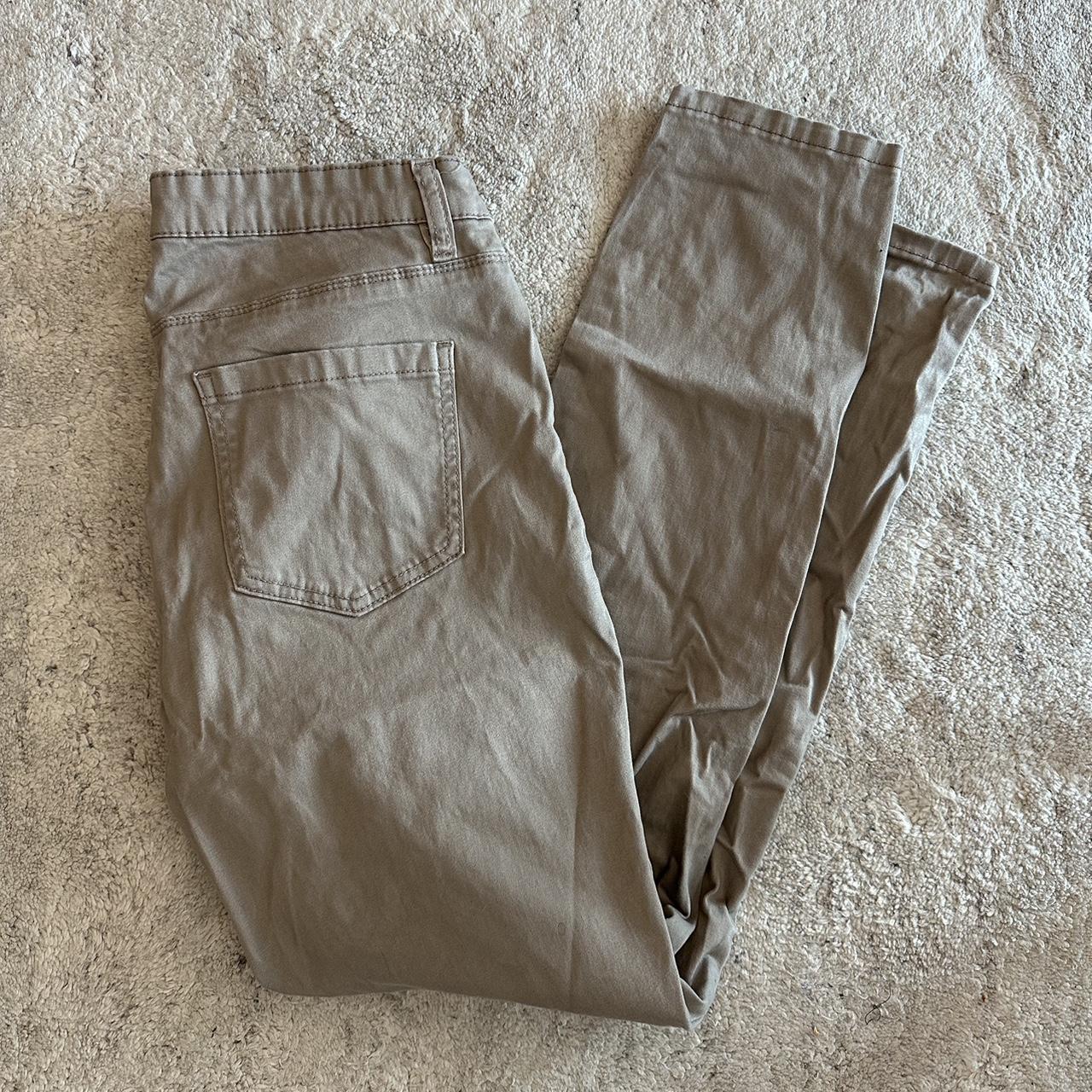 Brown Mid rise Stretch Skinny Ankle Grazer pants... - Depop
