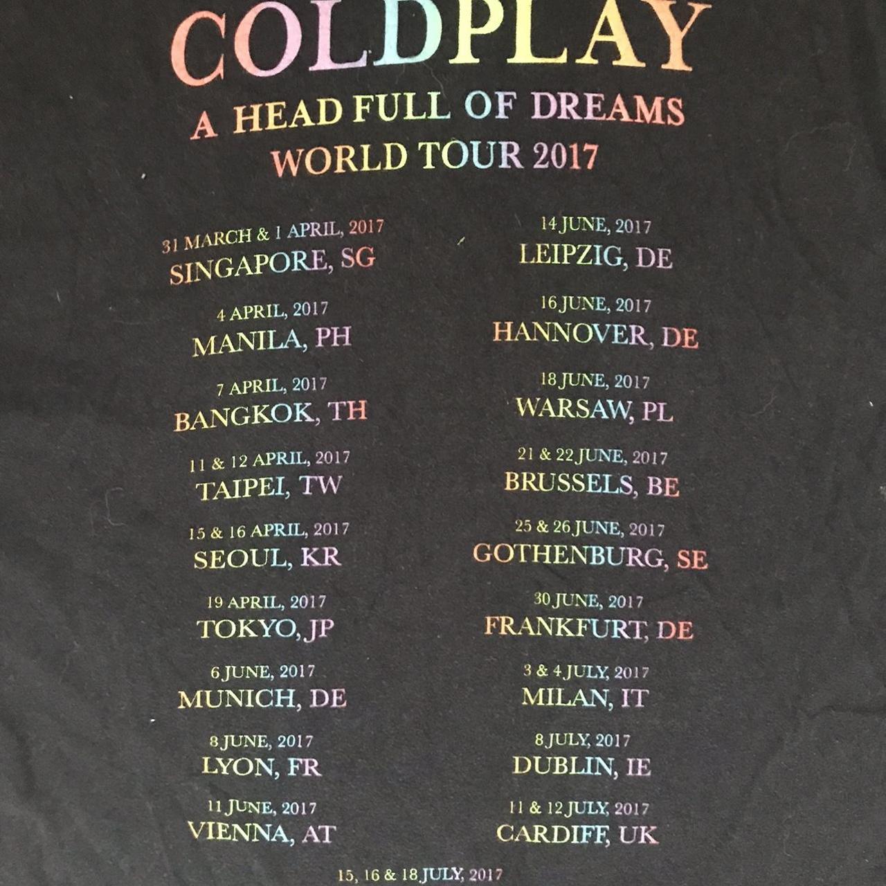 Coldplay 'A head full of dreams' 2016 Tour shirt - Depop