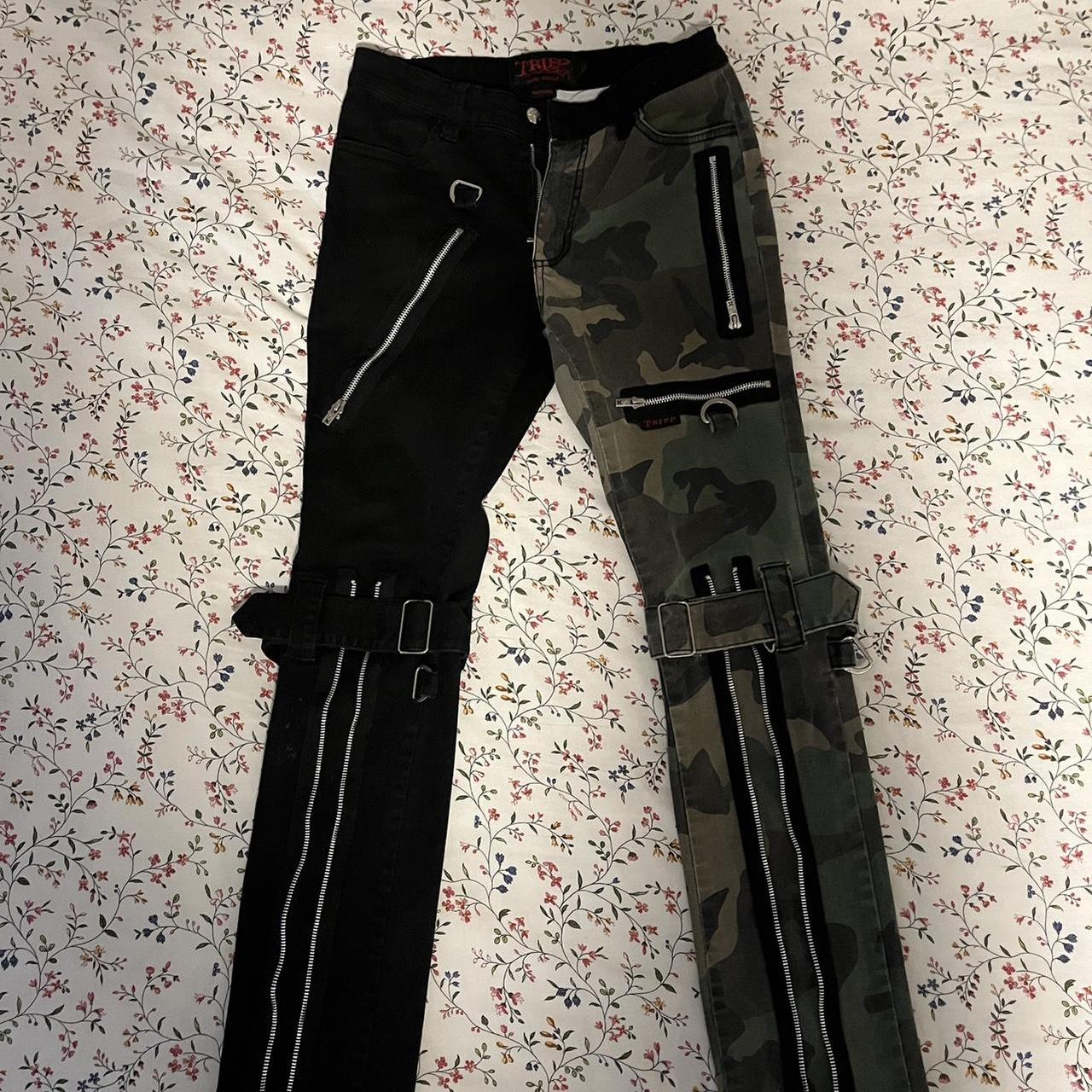 パンツ Tripp nyc bondage pants y2k archive Vintage Tripp NYC Wide Leg Black Bondage Pants Sz M Goth