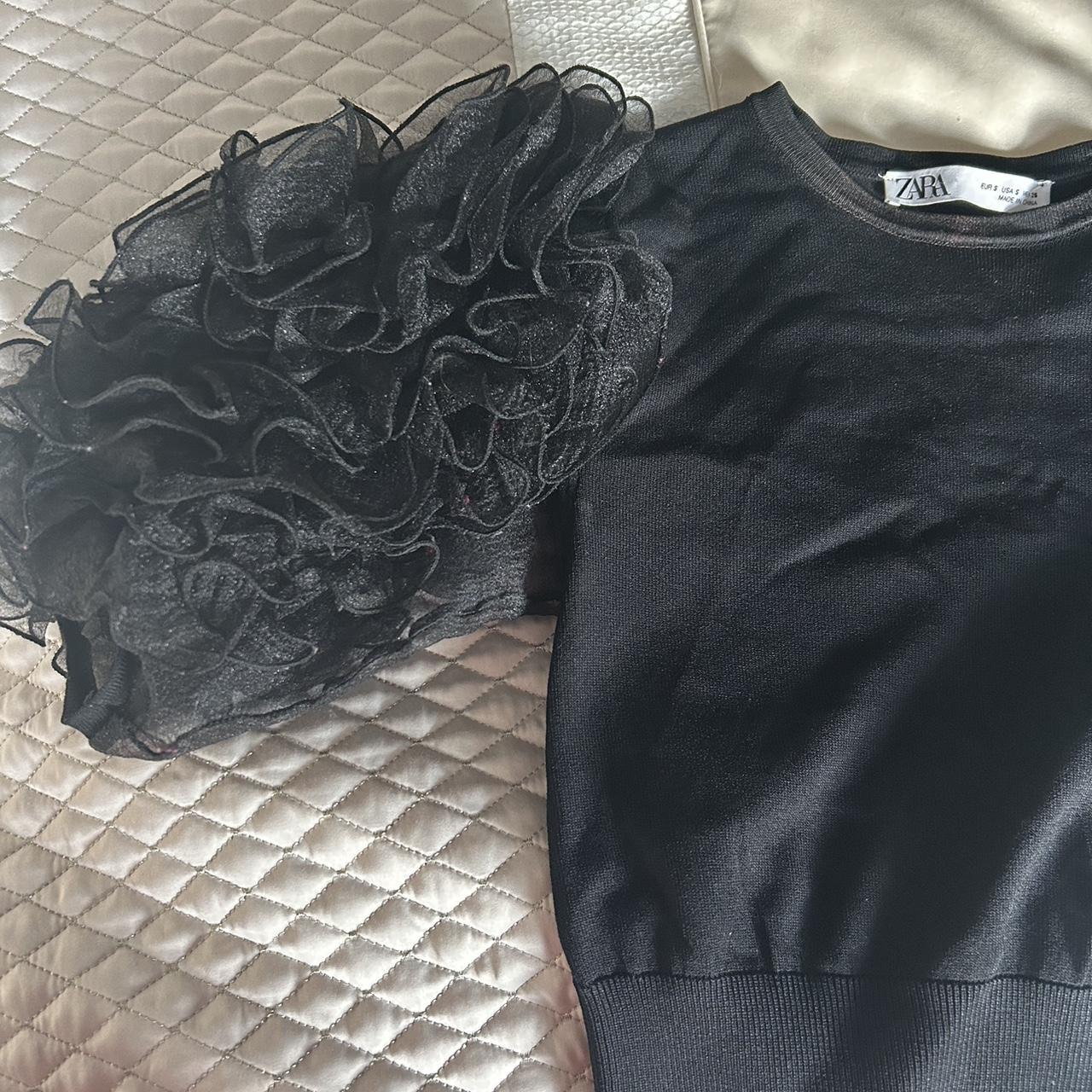 ZARA black floral sleeve top Worn a few times but... Depop