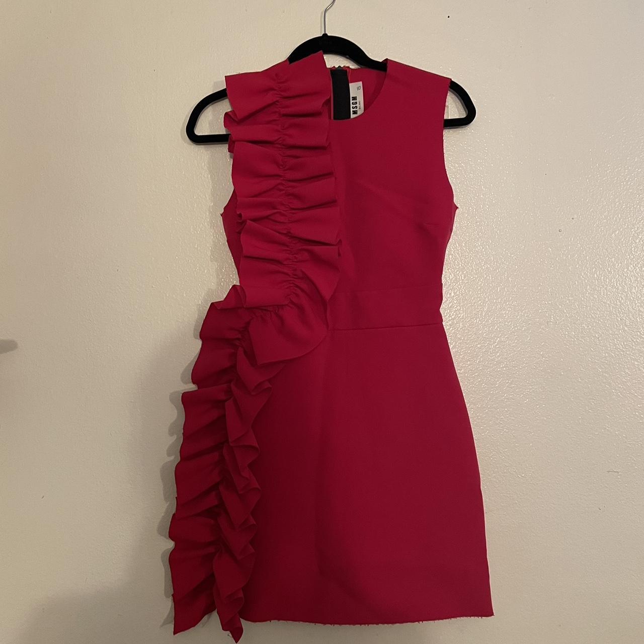 MSGM Ruffle Crepe Dress Size 38 A stunning red MSGM. Depop