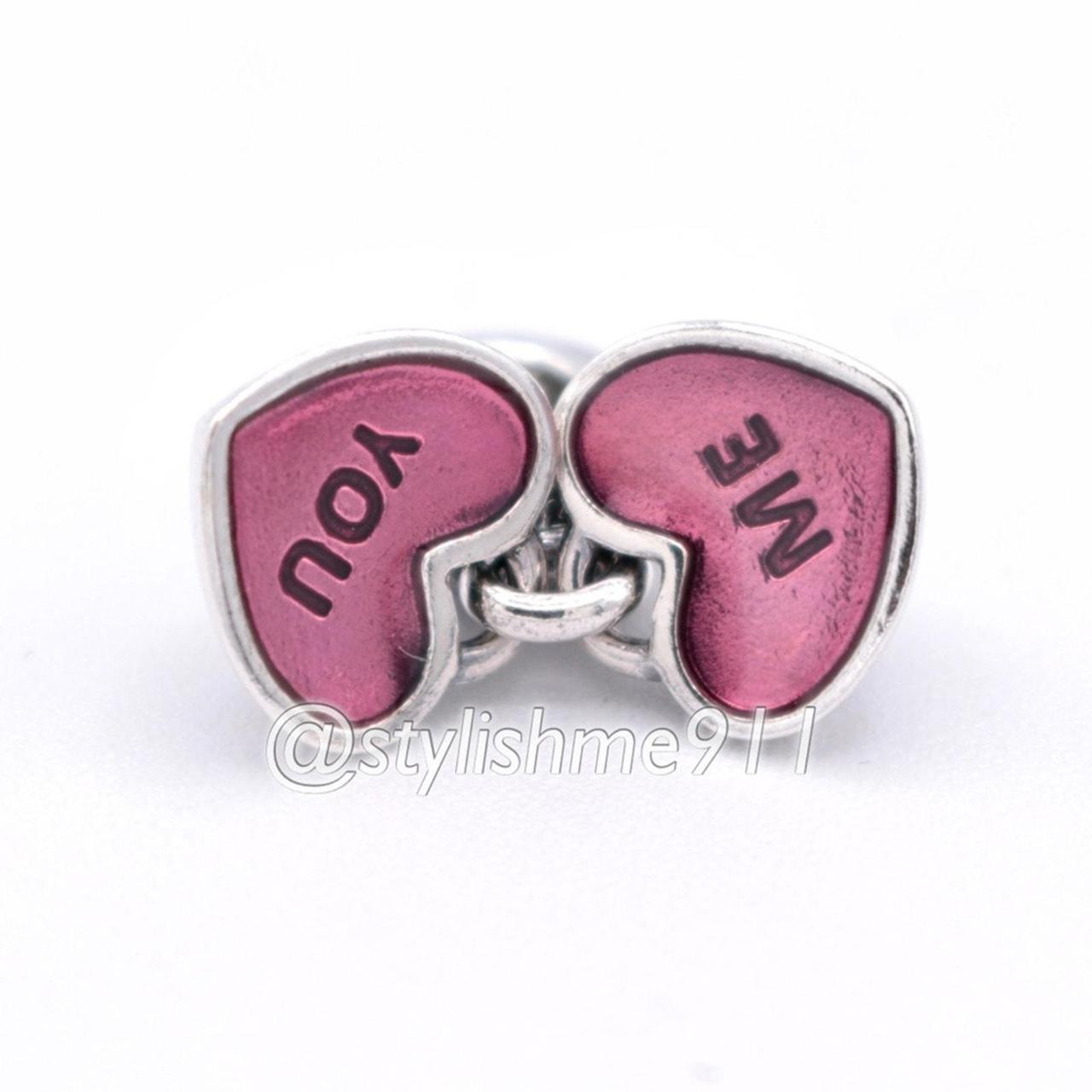 PANDORA Retired You top & Me Heart Dangle Charm with Pink Enamel - 791244CZ