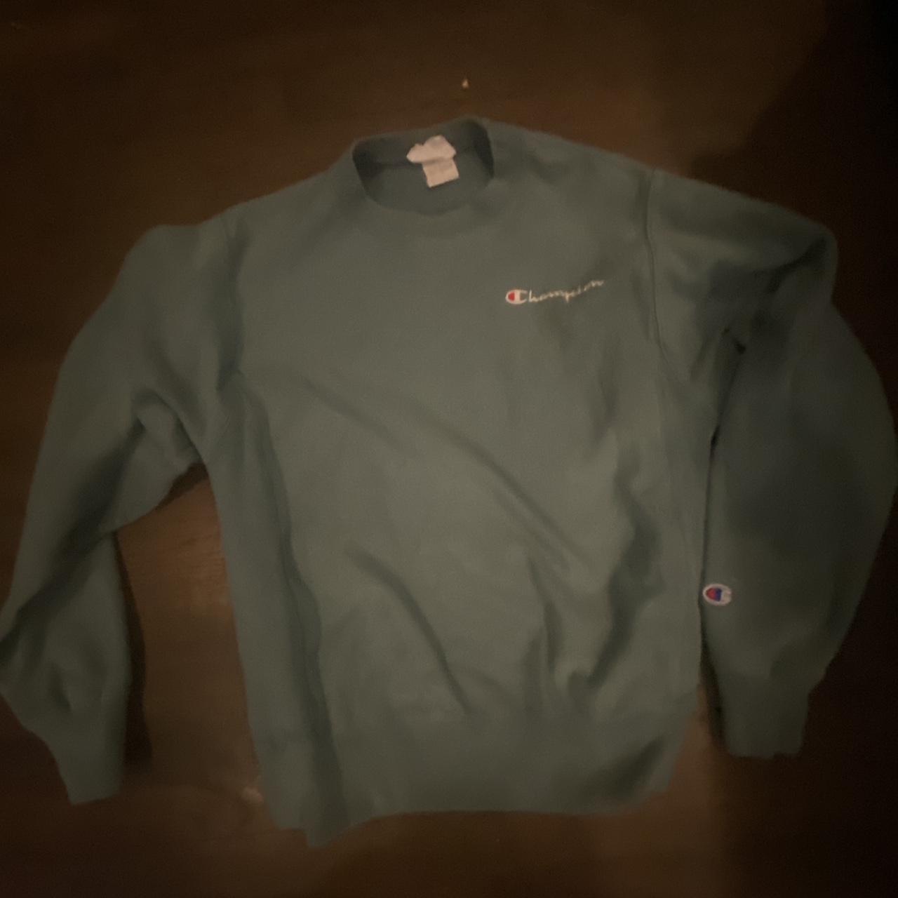 small baby blue champion sweatshirt; thrifted... Depop