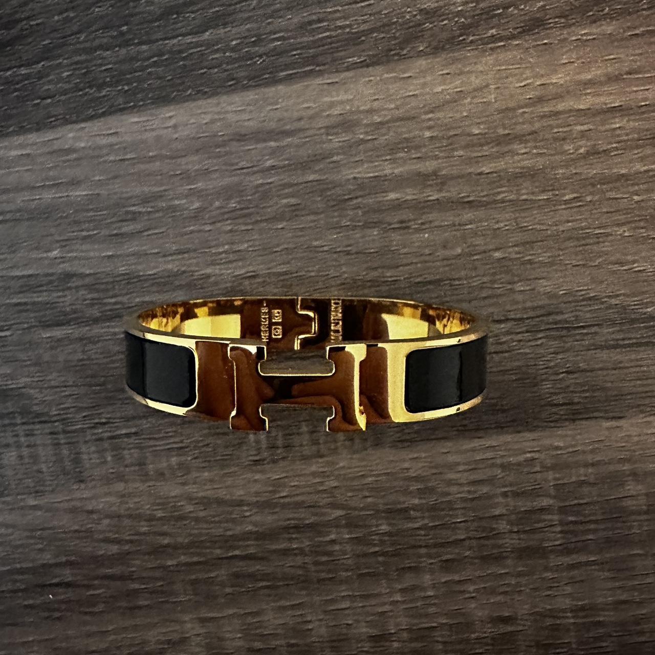 hermes bangle black and gold