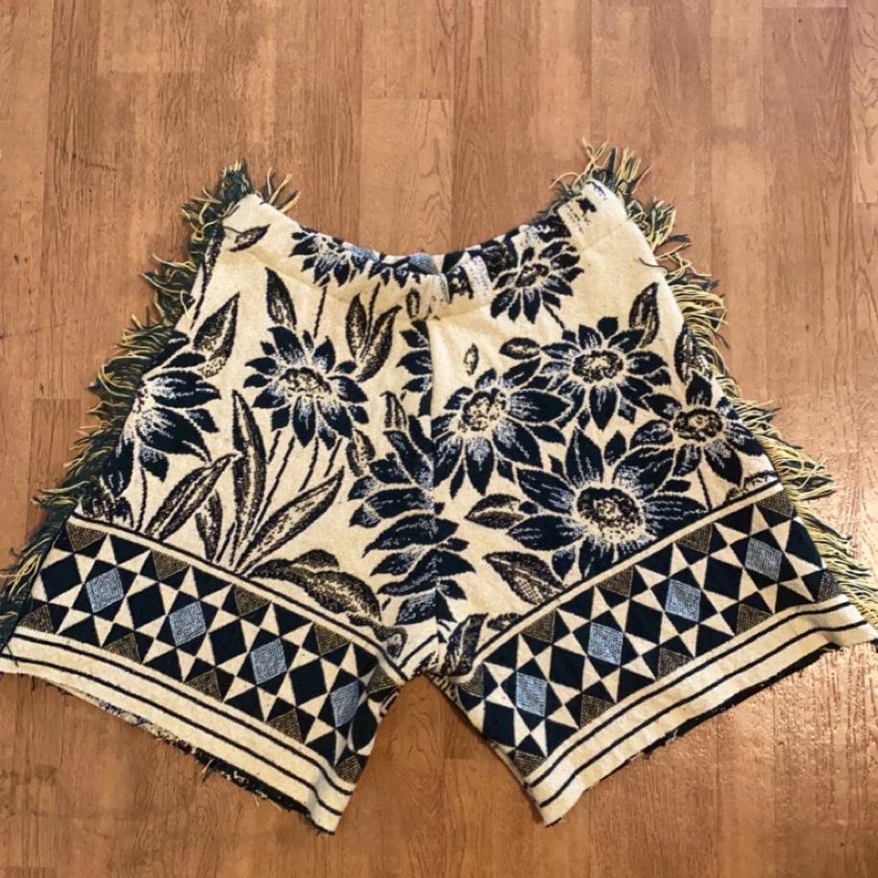 Men's Green and Cream Shorts Depop