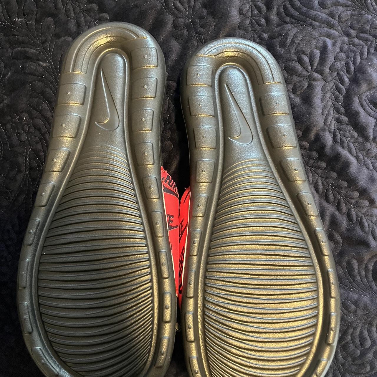 mens black and red nike slides