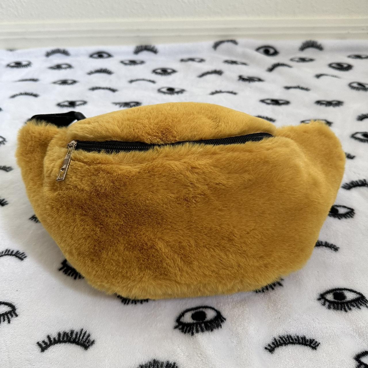 Fuzzy mustard yellow Fanny pack mustardyellow... Depop