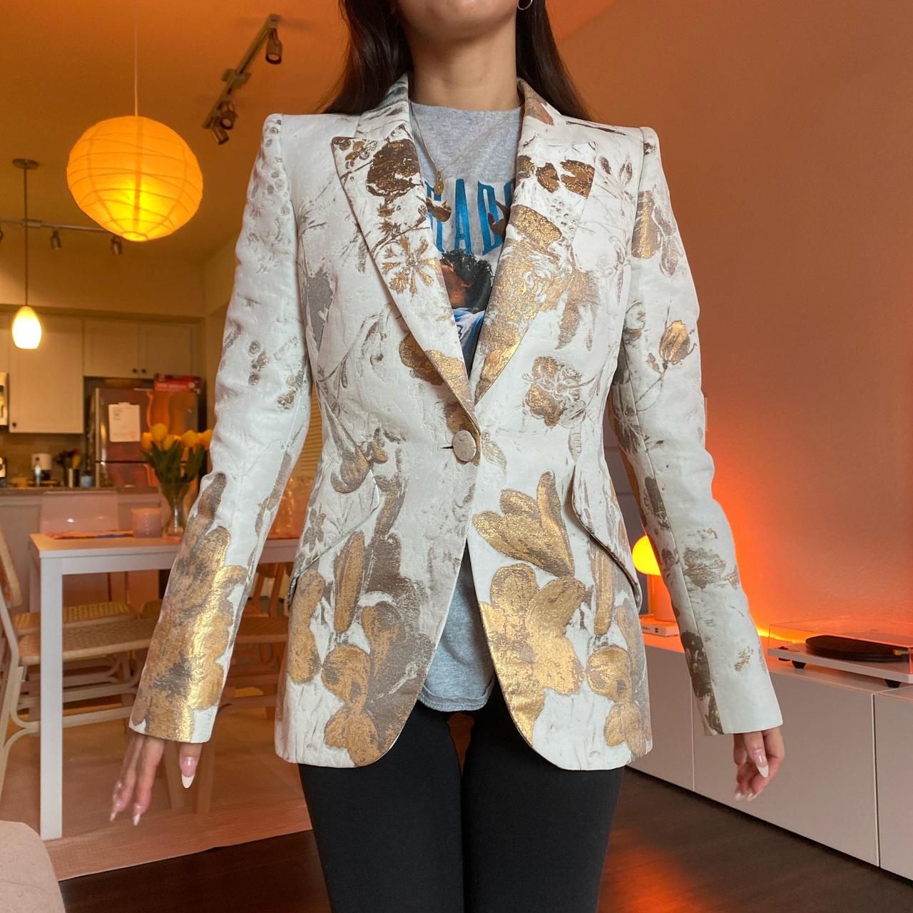Alexander McQueen cream and gold floral jacket,