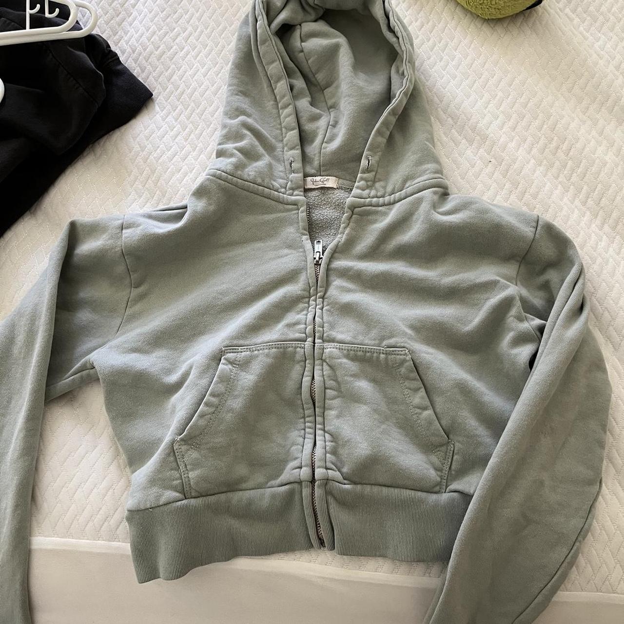 Cropped White Brandy Melville Zip Up Hoodie,, 44% OFF