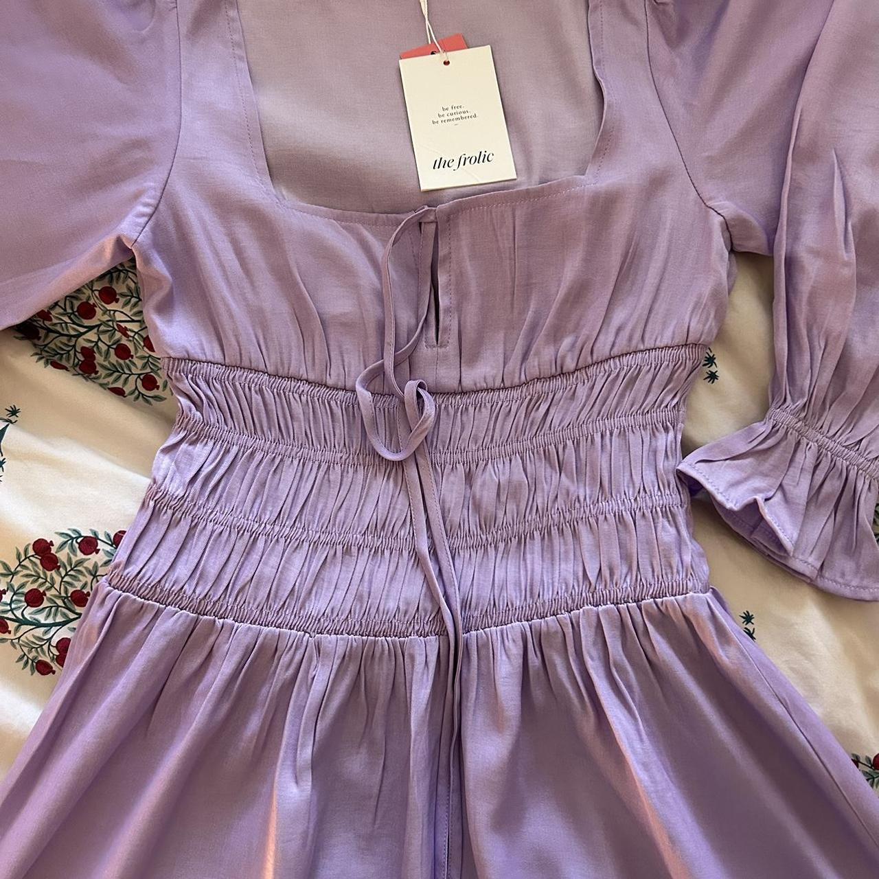 The Frolic shirred waist midi dress in lilac